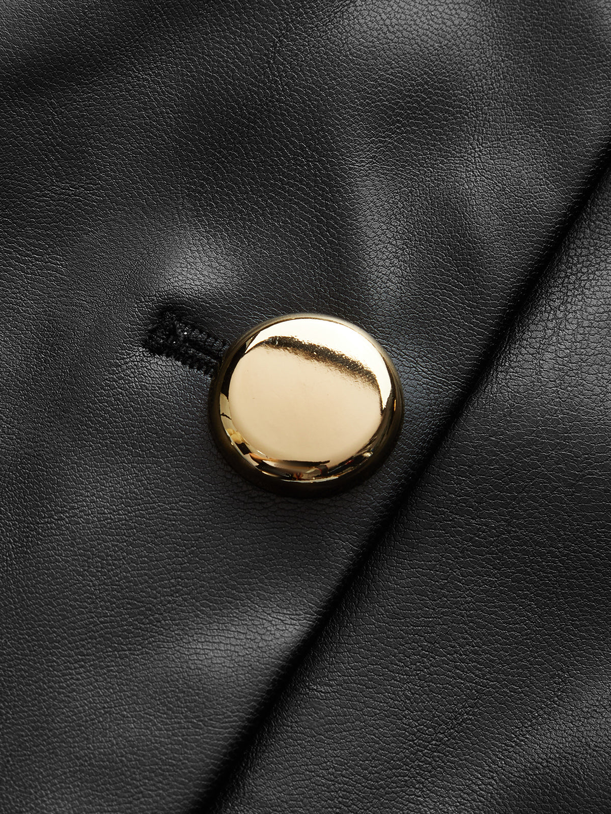 Metal Button Faux Leather Sleeveless Vest-Chicvia