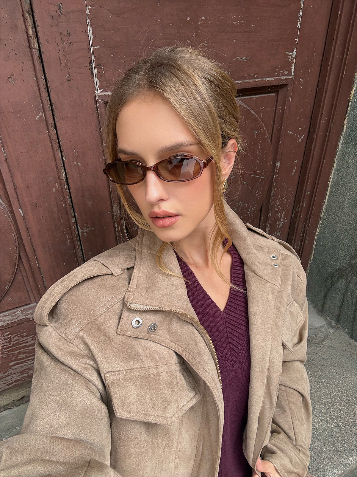 Oversized Long-Sleeve Utility Jacket-Chicvia