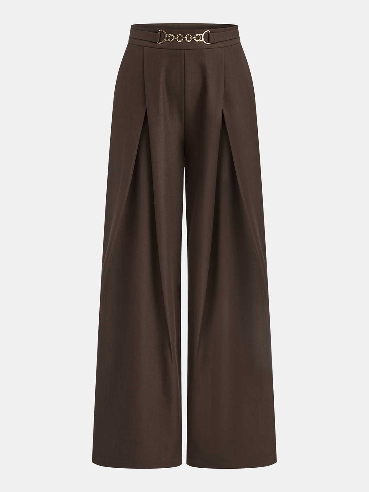 Chain Detail Wide-Leg Pants-Chicvia