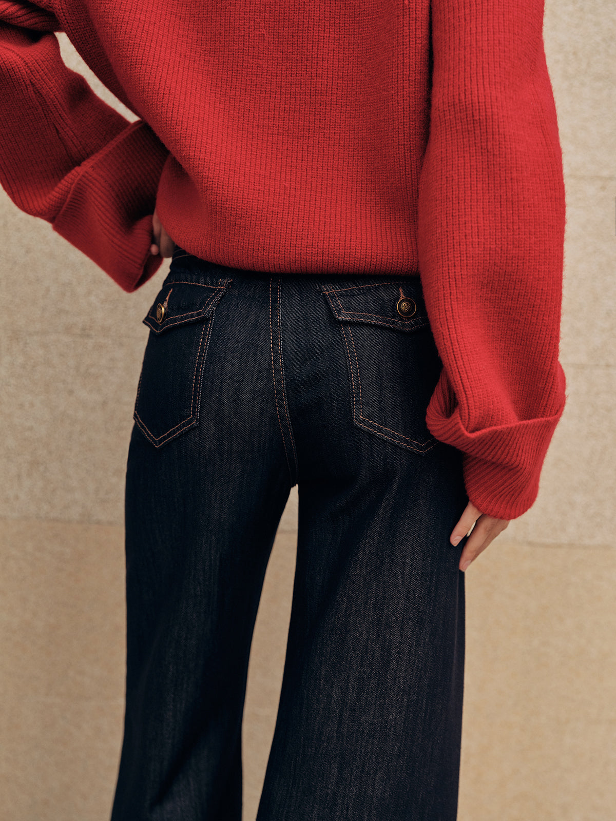 Mid-Waist Wide-Leg Jeans-Chicvia