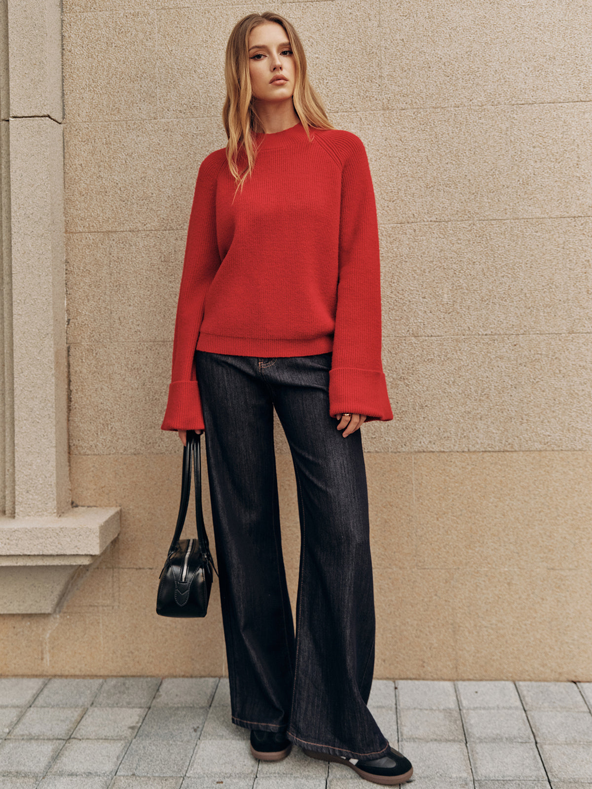 Mid-Waist Wide-Leg Jeans-Chicvia