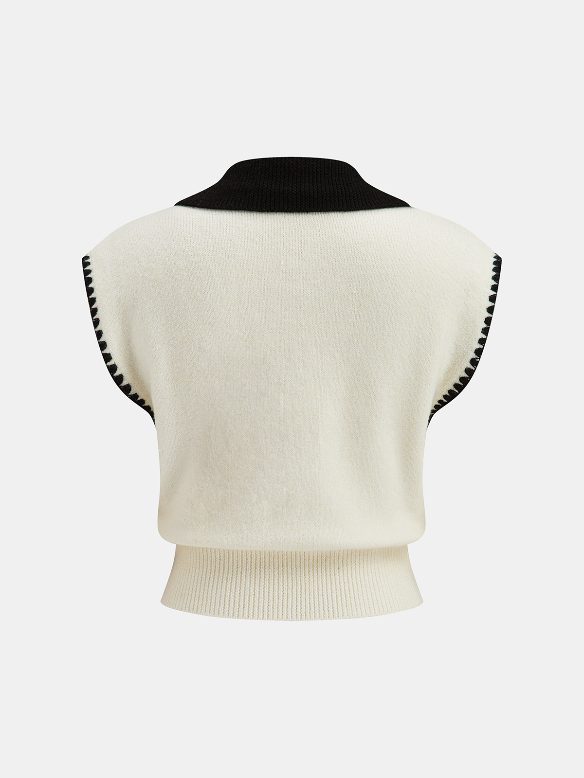 Contrast Collar Knit Vest-Chicvia