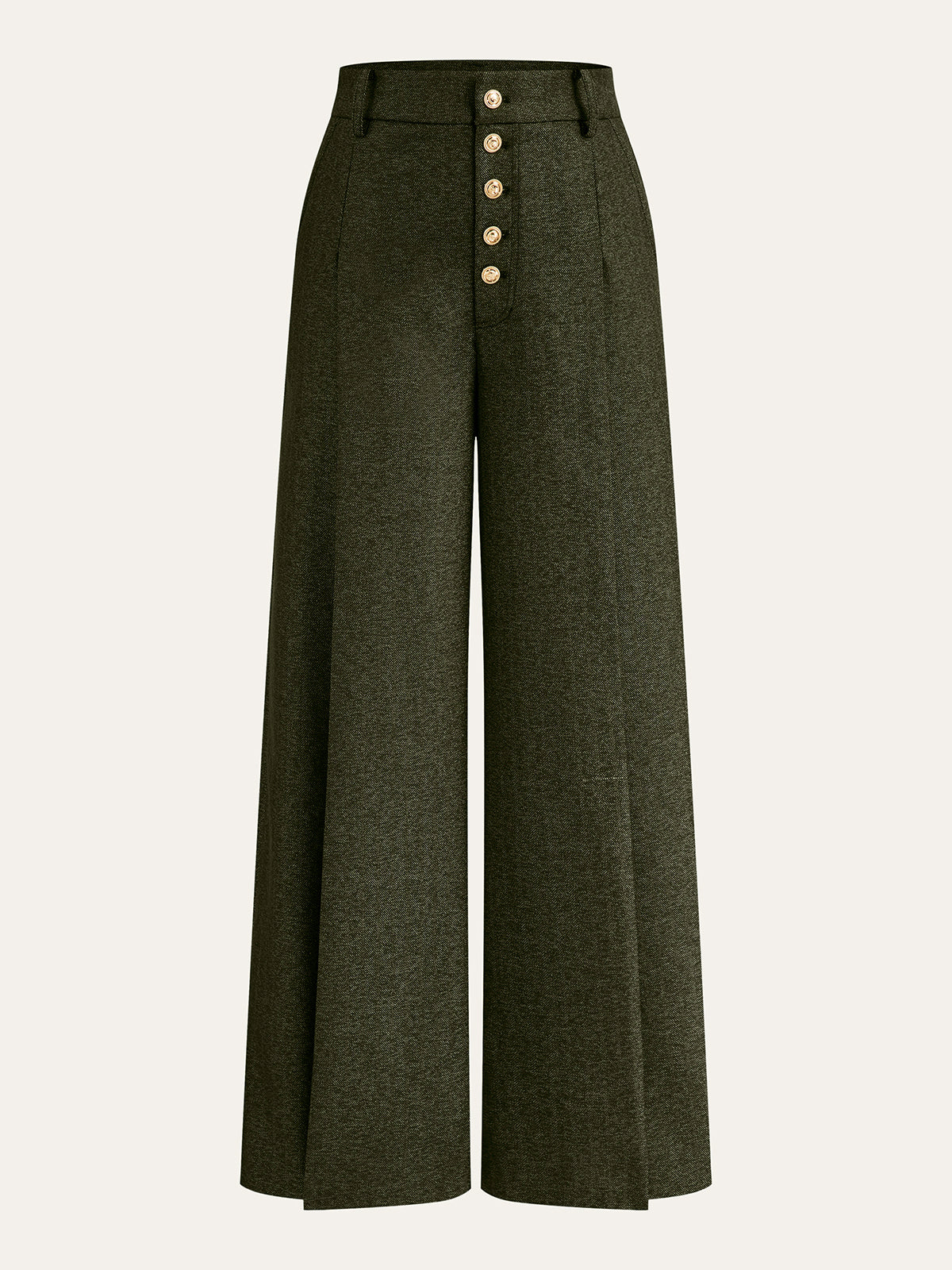High-Waisted Button-Front Wide-Leg Pants-Chicvia
