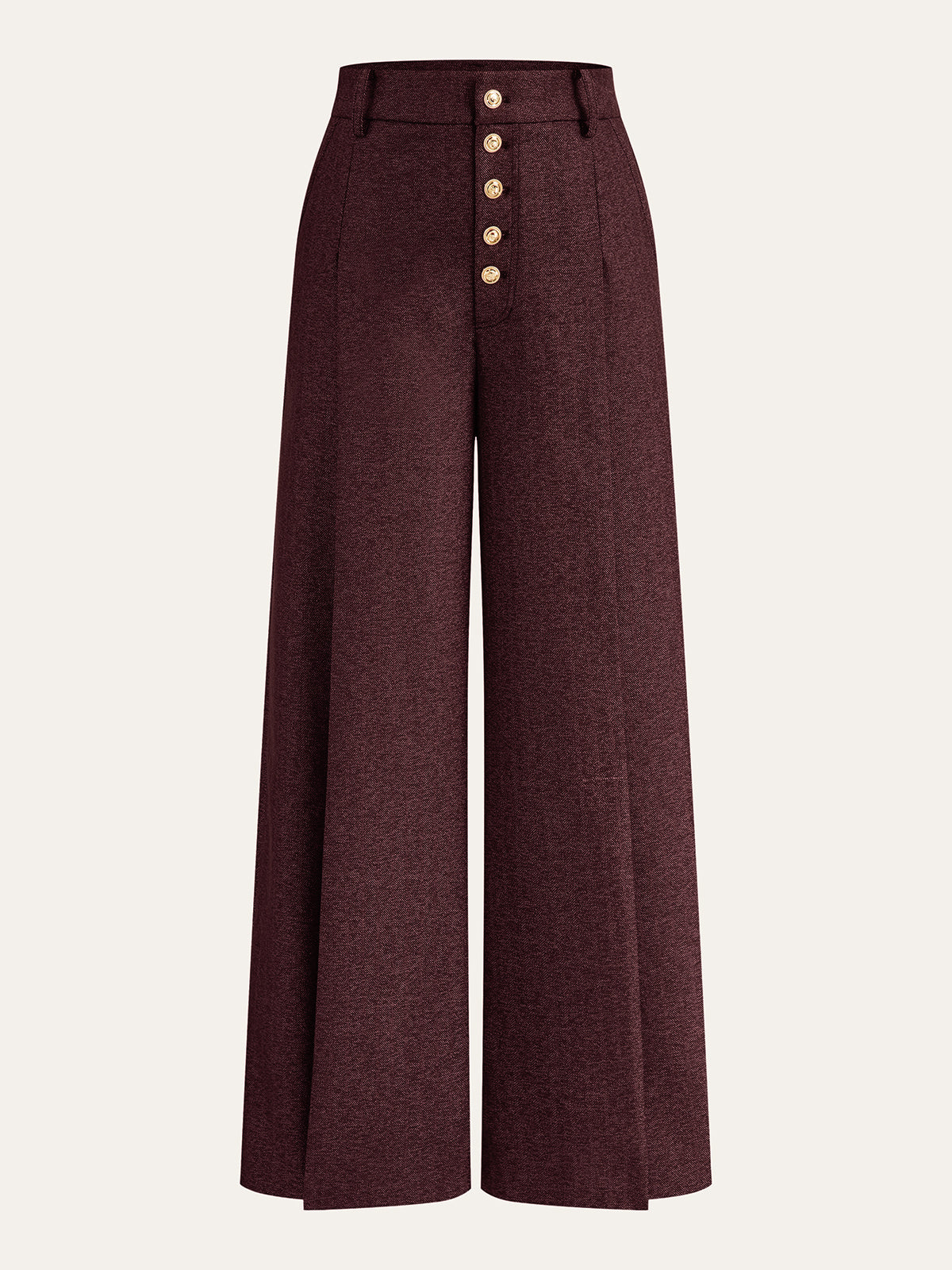 High-Waisted Button-Front Wide-Leg Pants-Chicvia