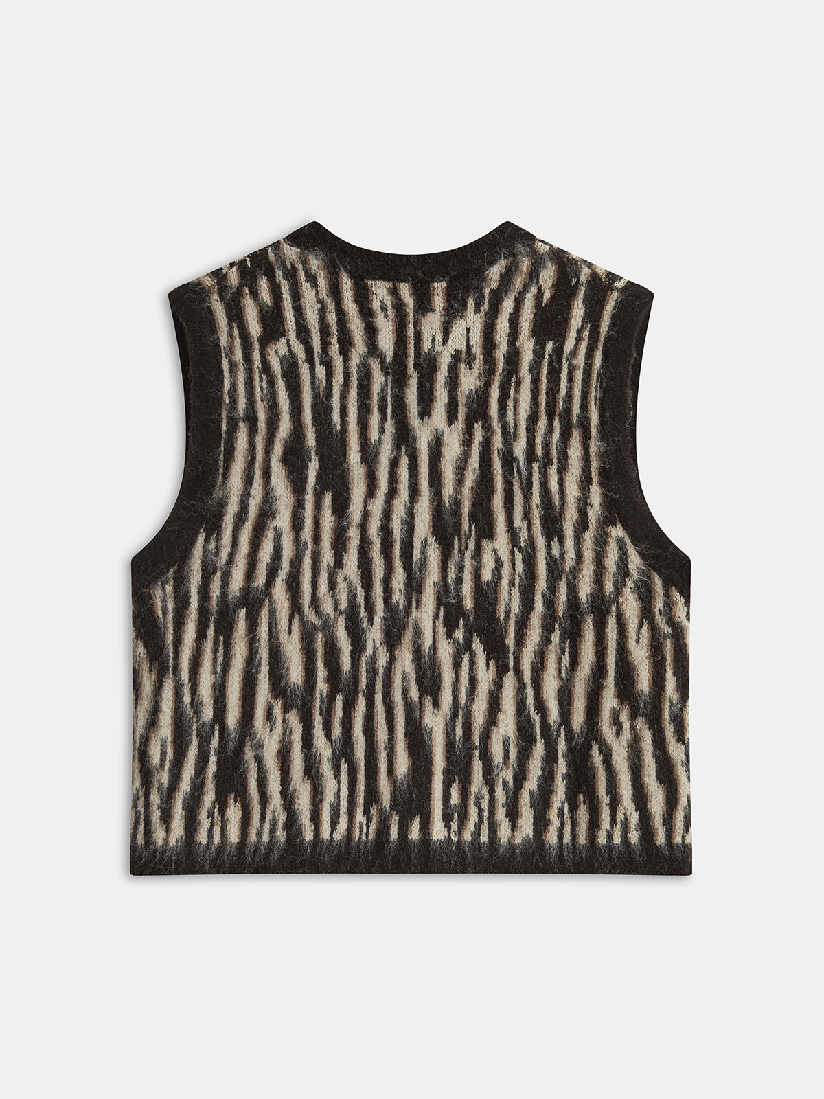 Button-Front Animal Print Knitted Vest-Chicvia