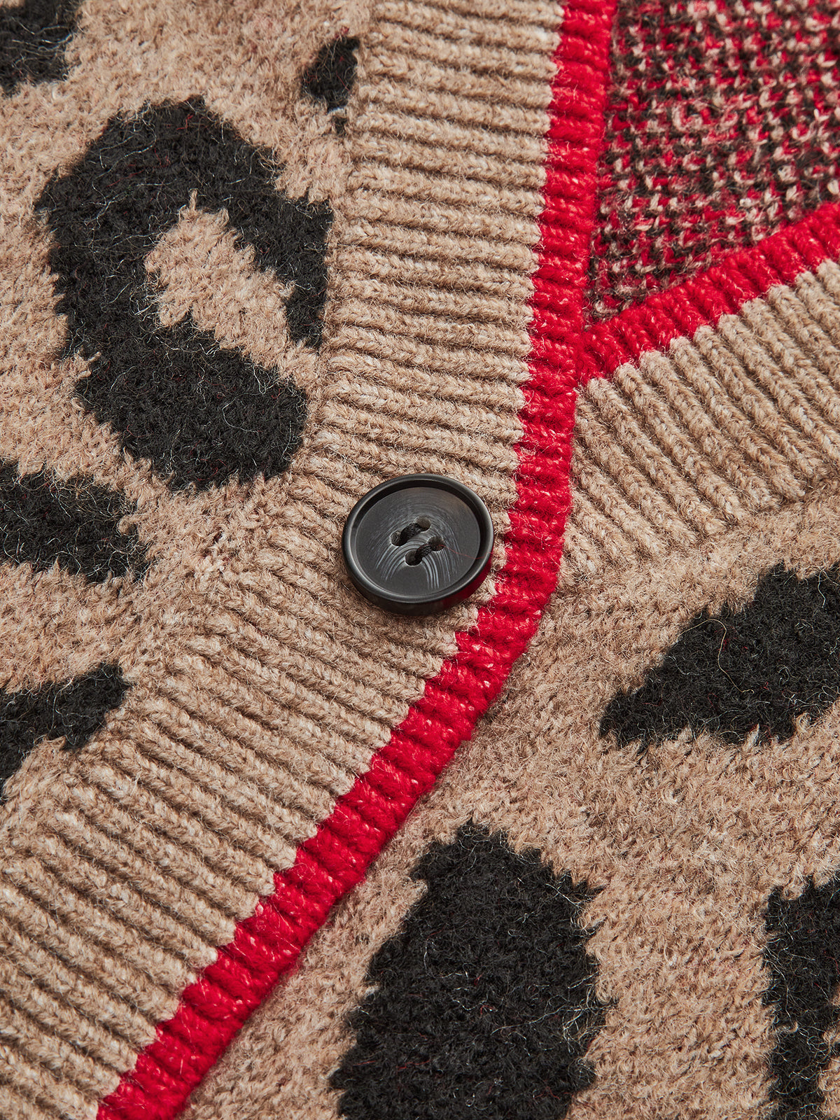 Cherry Leopard Print Knit Cardigan-Chicvia