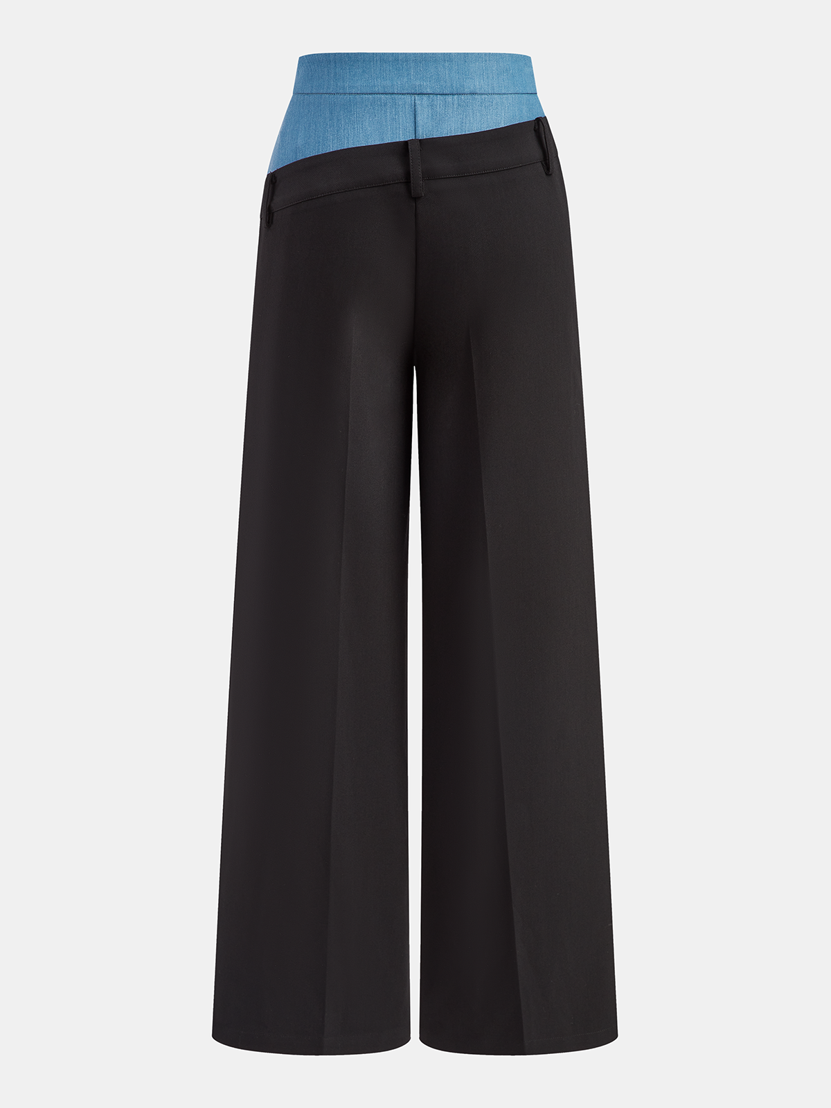 Contrast Waistband Straight-Leg Pants-Chicvia
