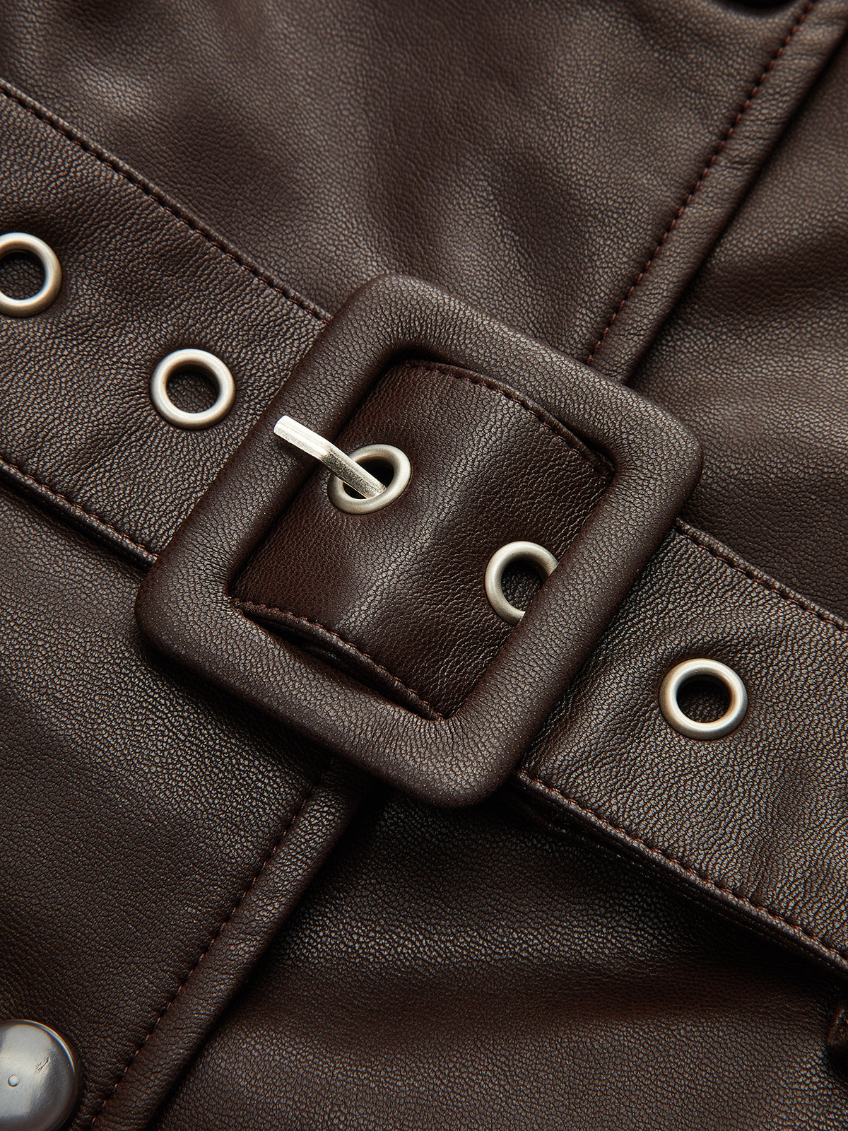 Collared Belted Faux Leather Vest-Chicvia