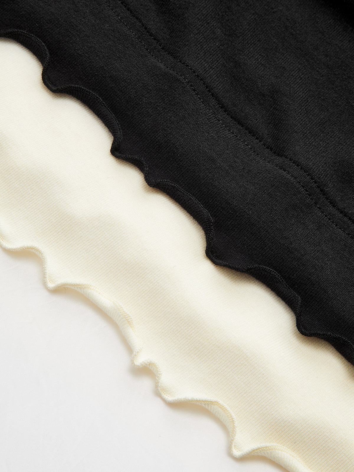 Contrast Ruffle Asymmetric Ruched Top-Chicvia