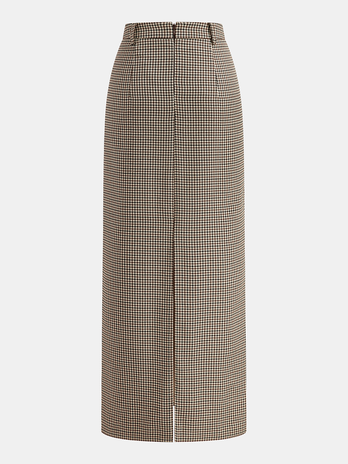 Houndstooth Midi Pencil Skirt-Chicvia