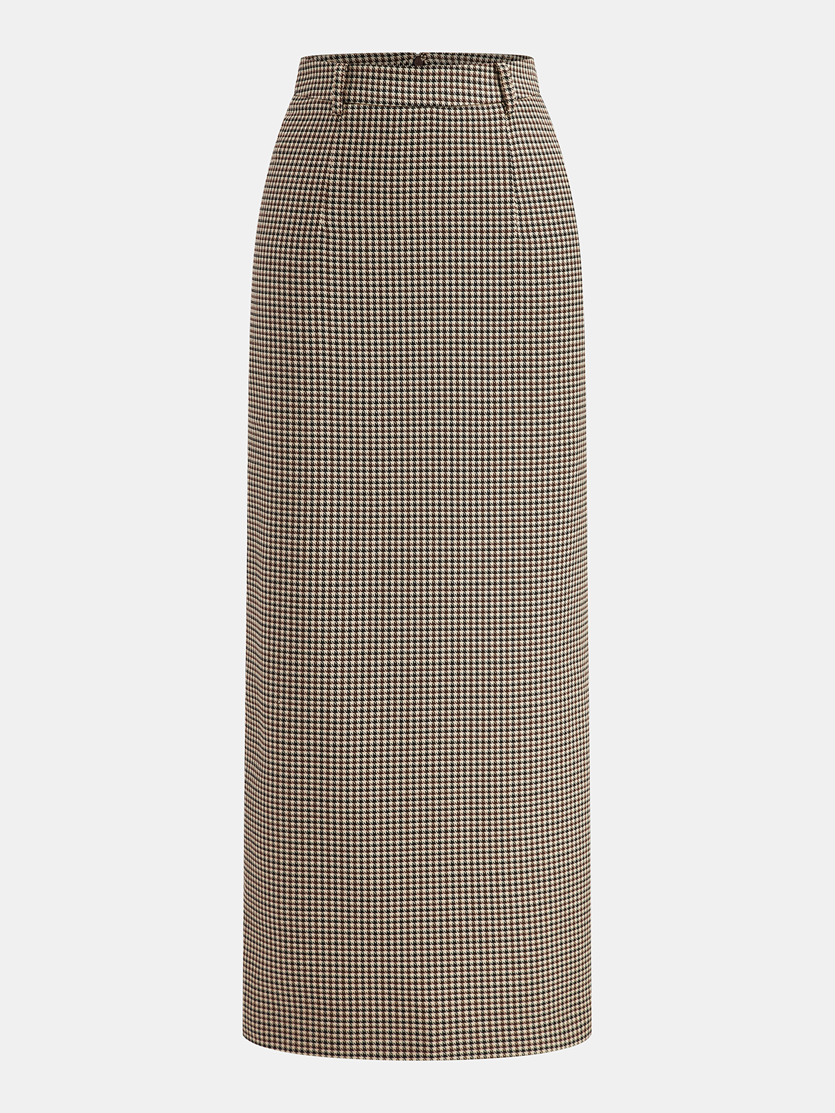 Houndstooth Midi Pencil Skirt-Chicvia