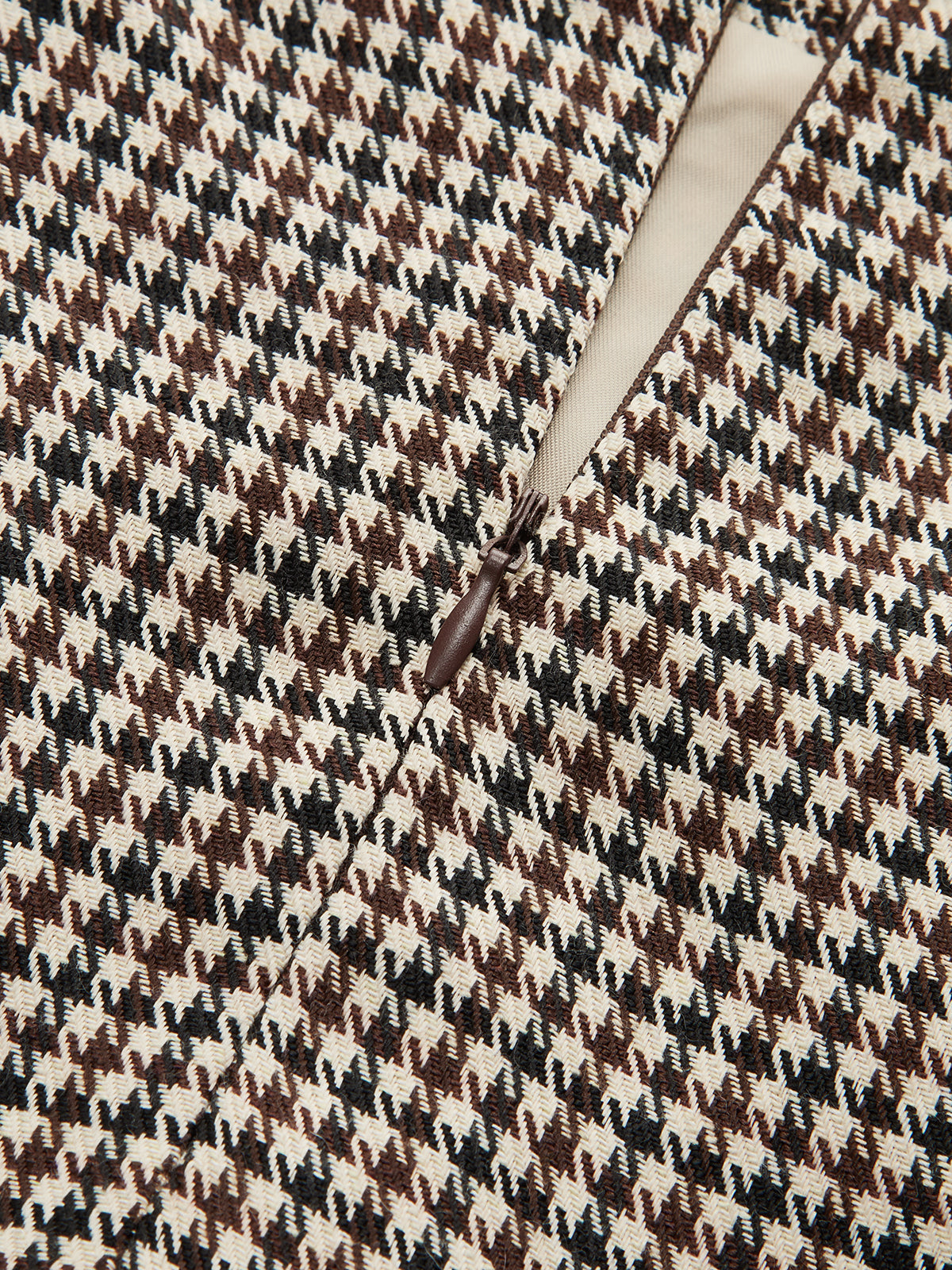 Houndstooth Midi Pencil Skirt-Chicvia