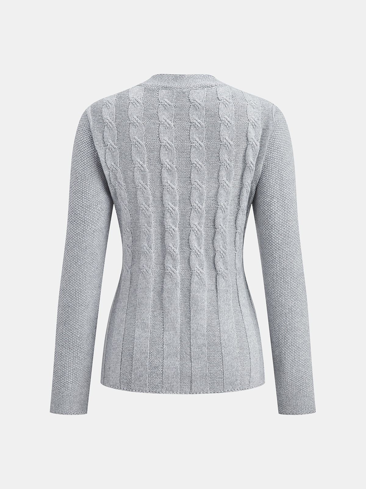 Button-Front Cable Knit Cardigan-Chicvia