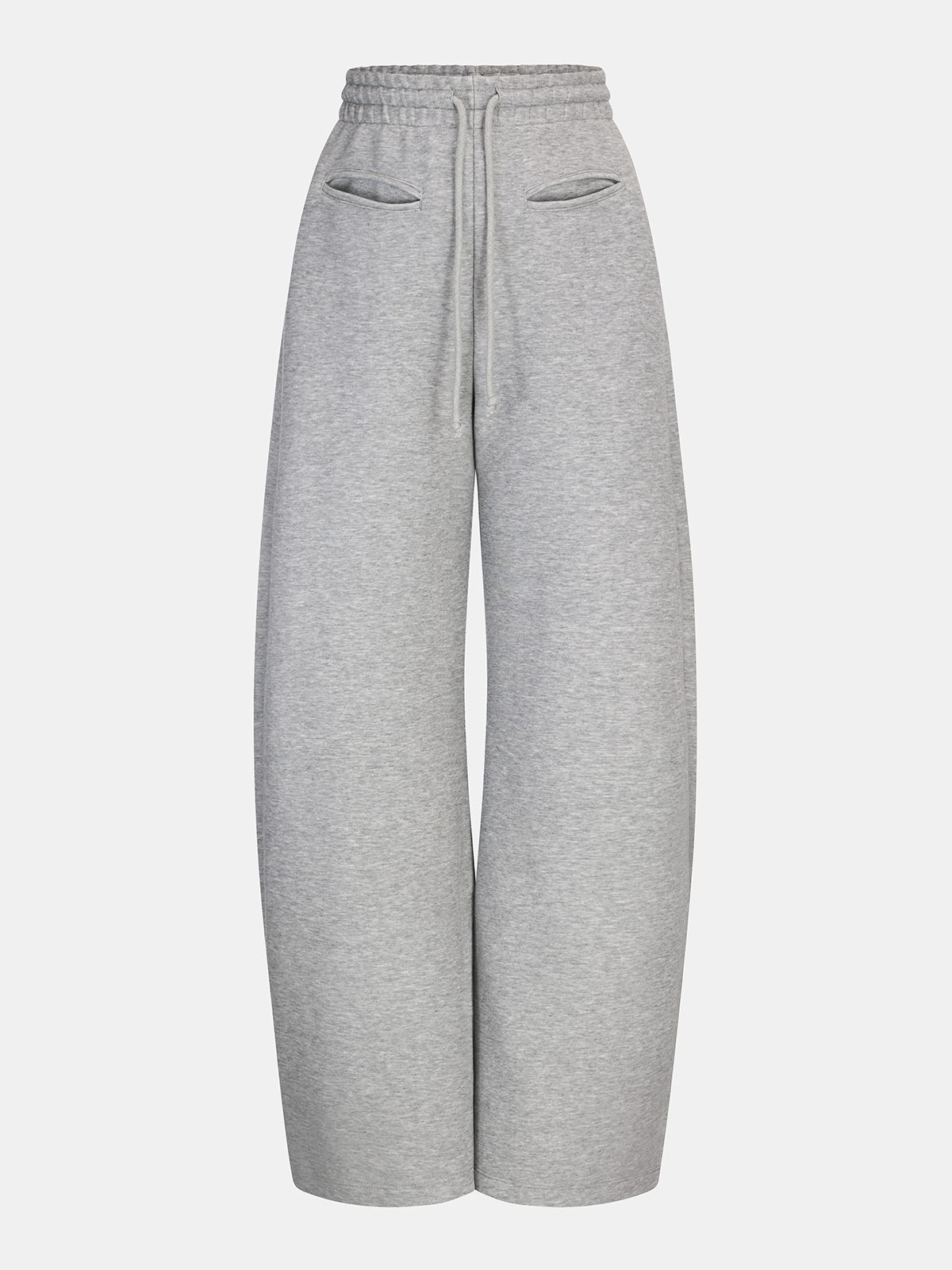 Curved-Leg Drawstring Sweatpants-Chicvia