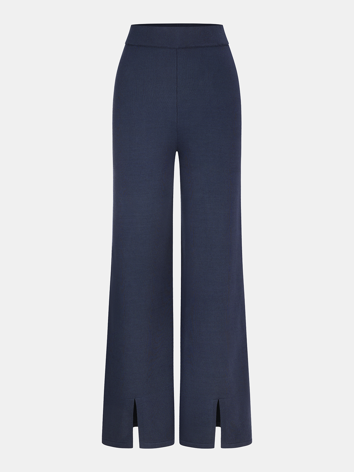 Knit V-Neck Cardigan and Slit Pants Set-Chicvia