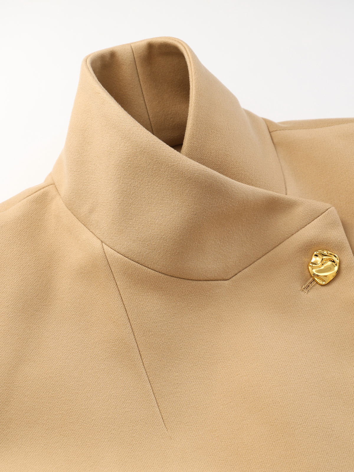 Belted Metal Button Stand Collar Longline Coat-Chicvia