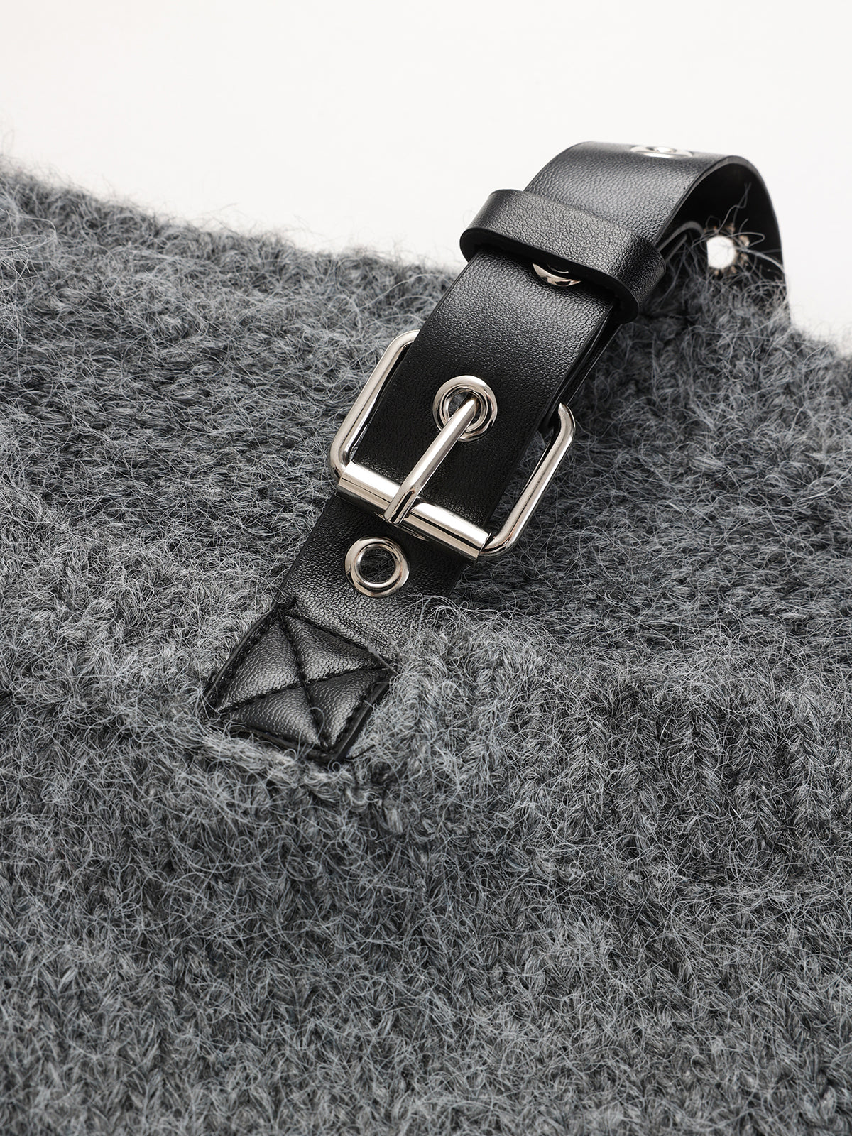 Buckle Detail Wool-Blend Sweater-Chicvia