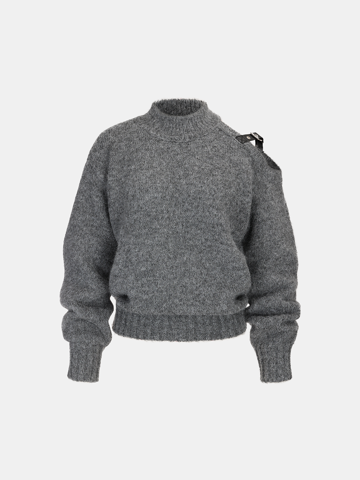 Buckle Detail Wool-Blend Sweater-Chicvia