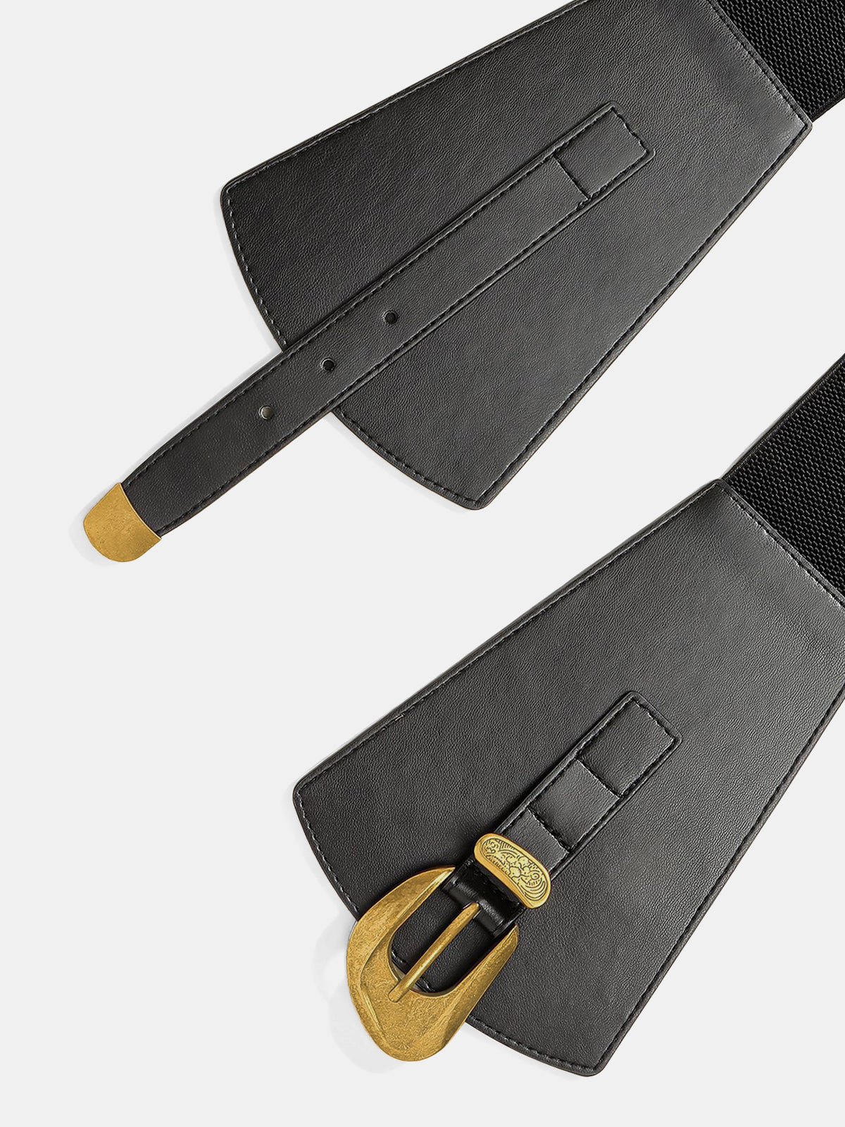 Metal Buckle Wide Elastic Waist Belt-Chicvia