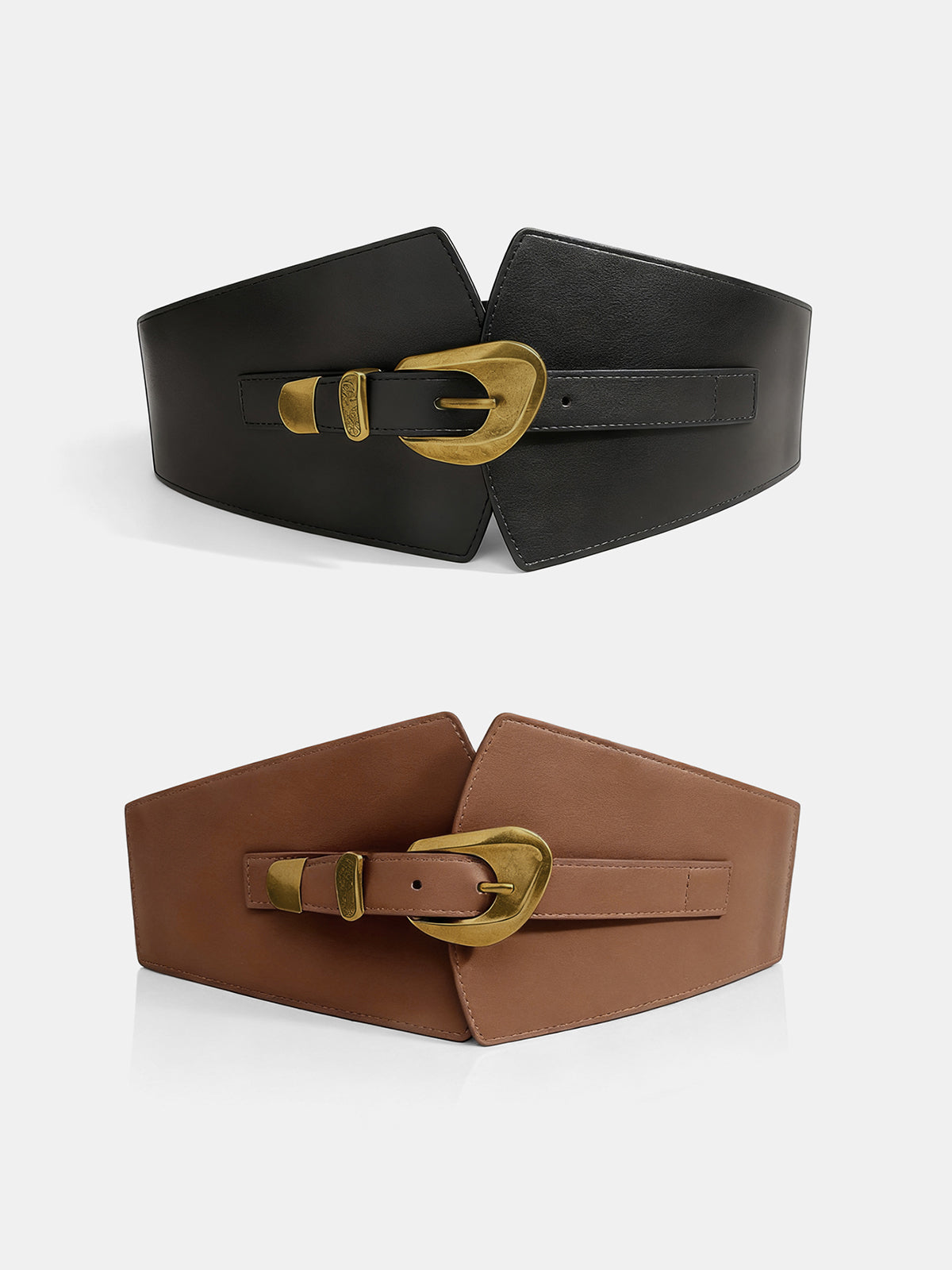Metal Buckle Wide Elastic Waist Belt-Chicvia