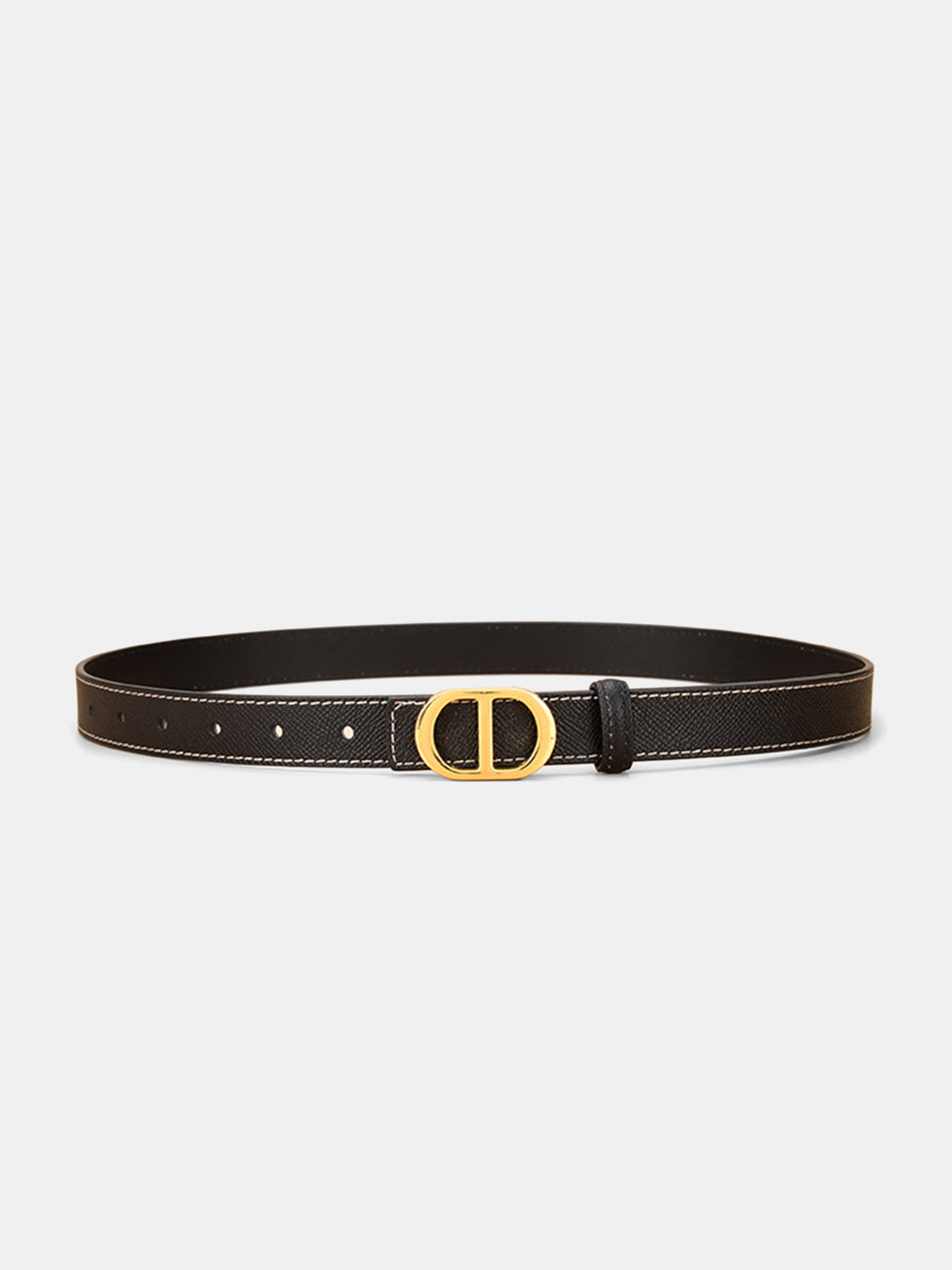 Metal Buckle Leather Thin Belt-Chicvia