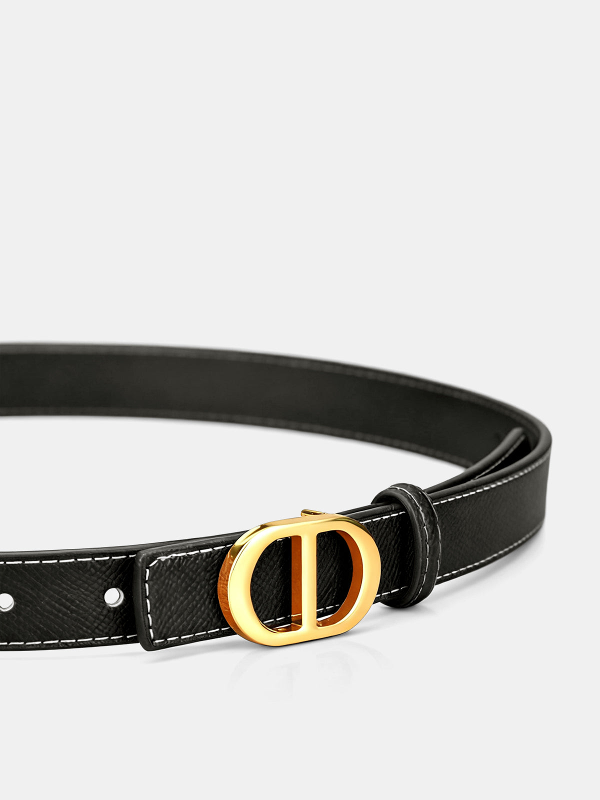 Metal Buckle Leather Thin Belt-Chicvia
