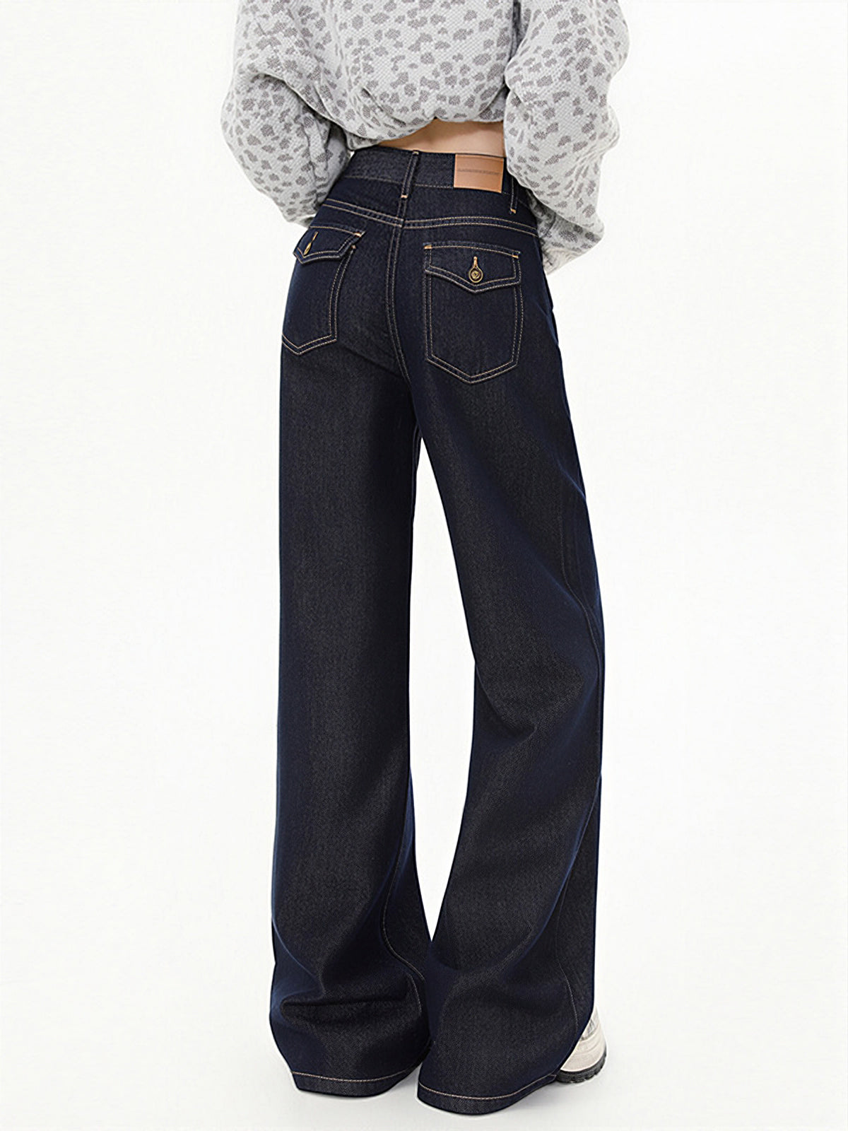 Mid-Waist Wide-Leg Jeans-Chicvia