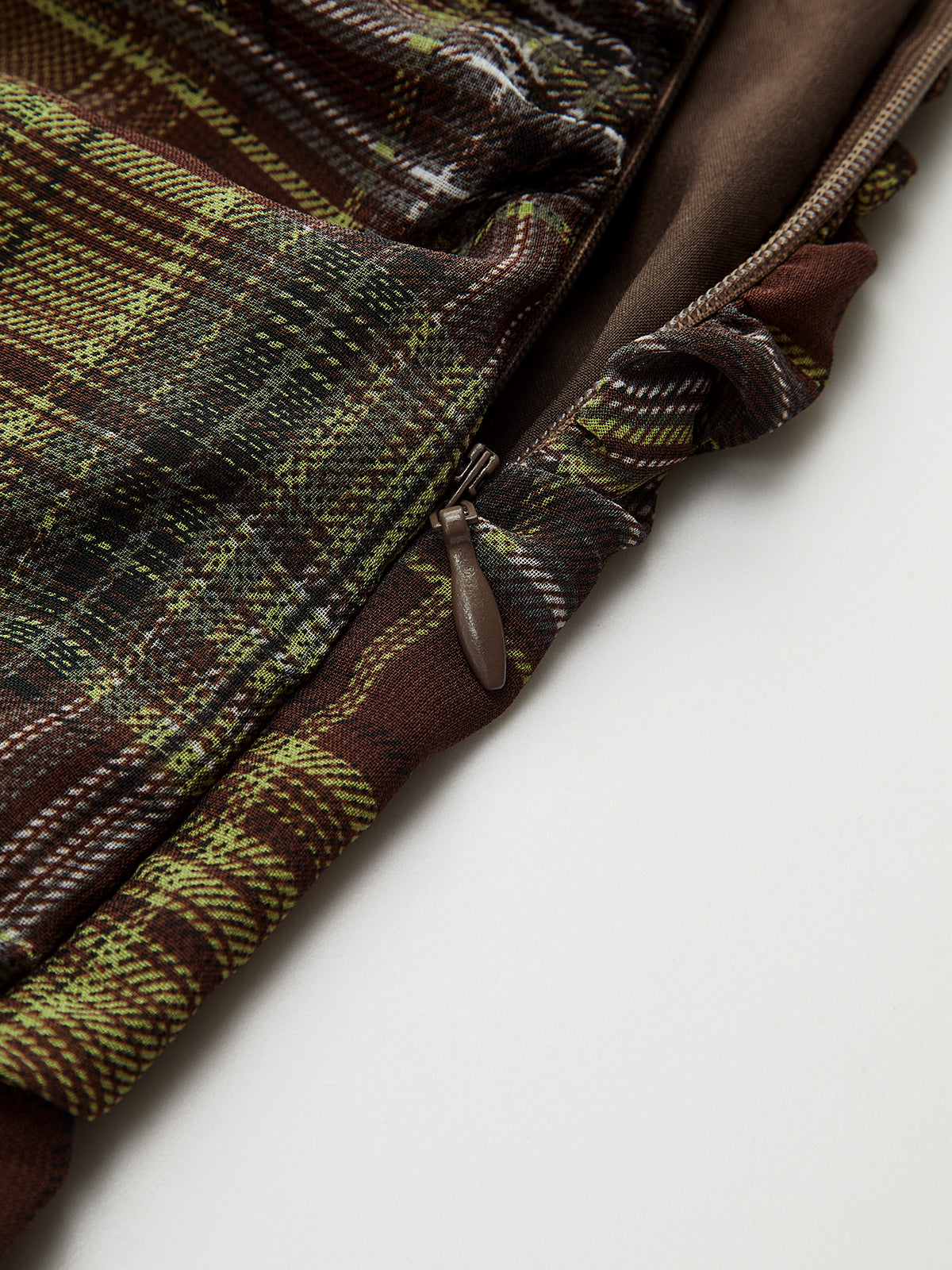 Plaid Chiffon Asymmetric Midi Skirt-Chicvia