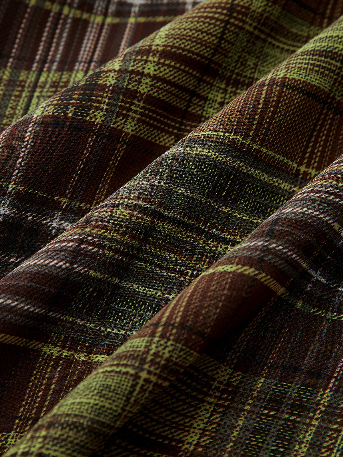 Plaid Chiffon Asymmetric Midi Skirt-Chicvia