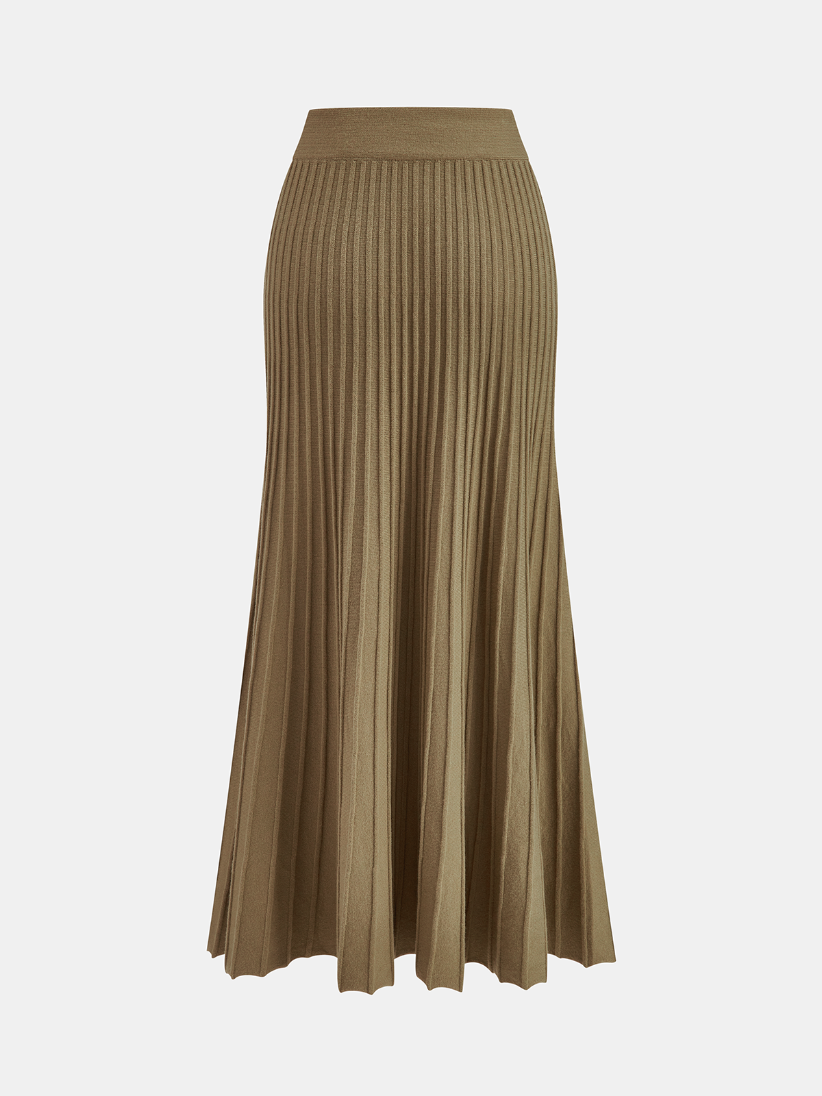Flared Hem Knit Midi Skirt-Chicvia