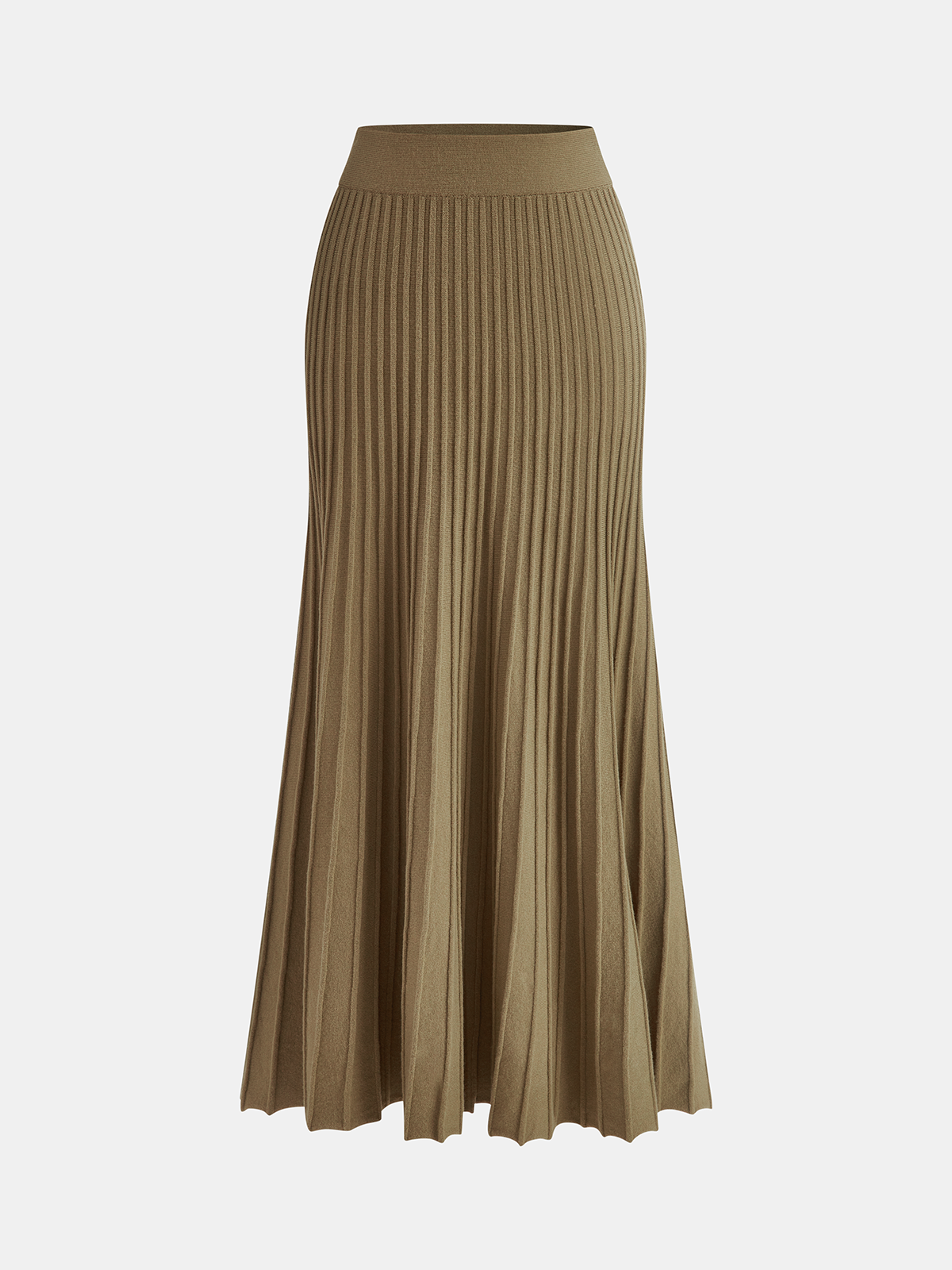 Flared Hem Knit Midi Skirt-Chicvia