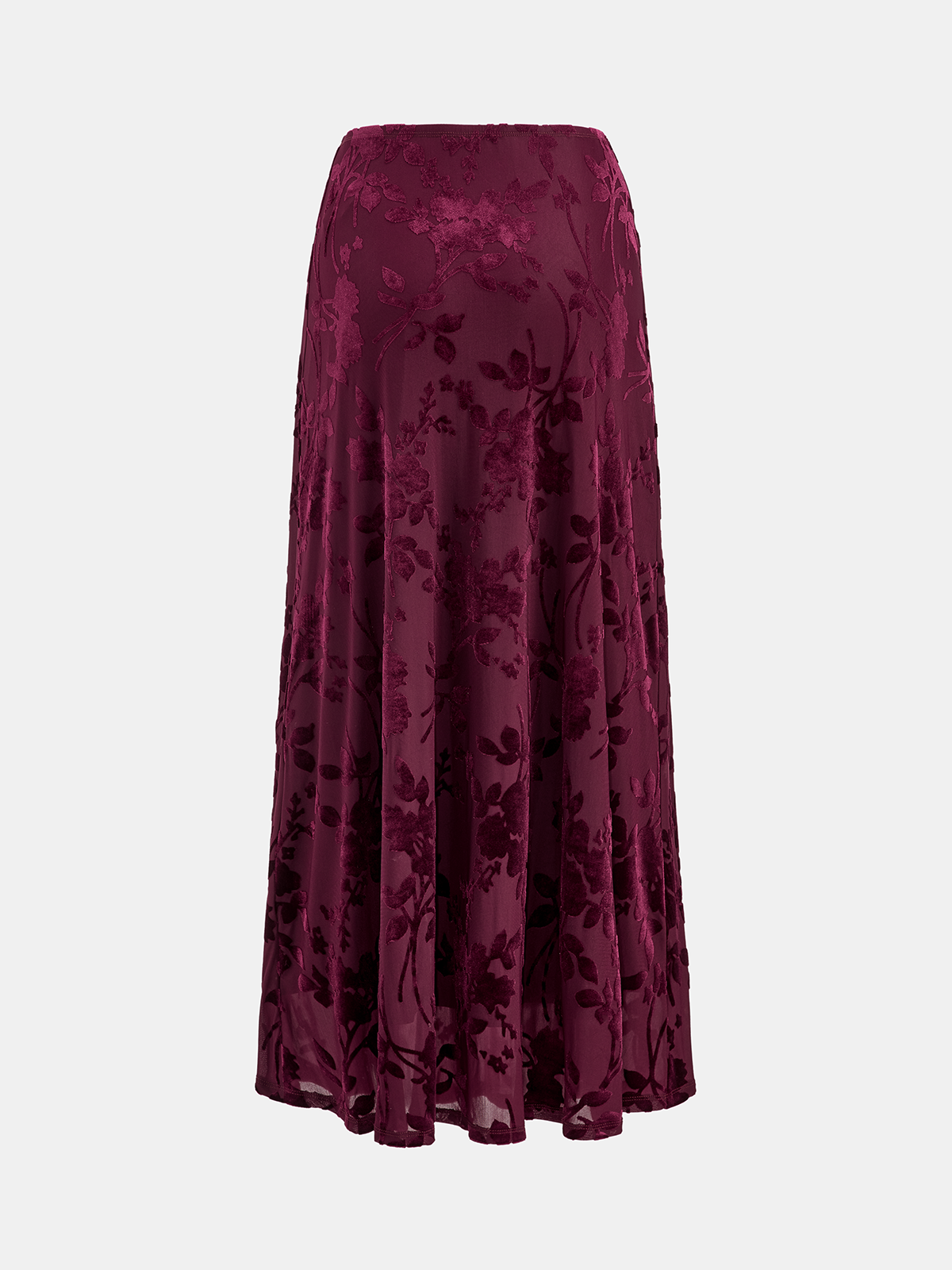 Floral Jacquard Mesh Maxi Skirt-Chicvia