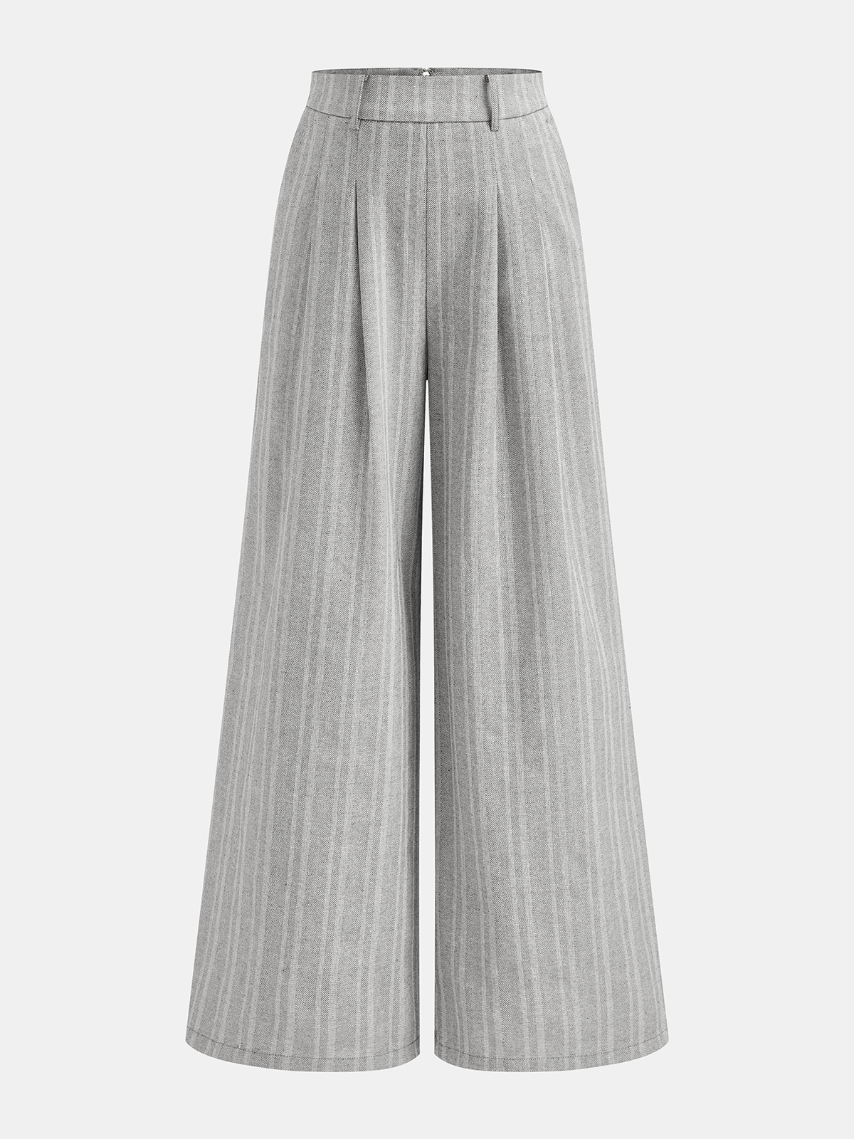 Linen Blend Wide-Leg Pants-Chicvia