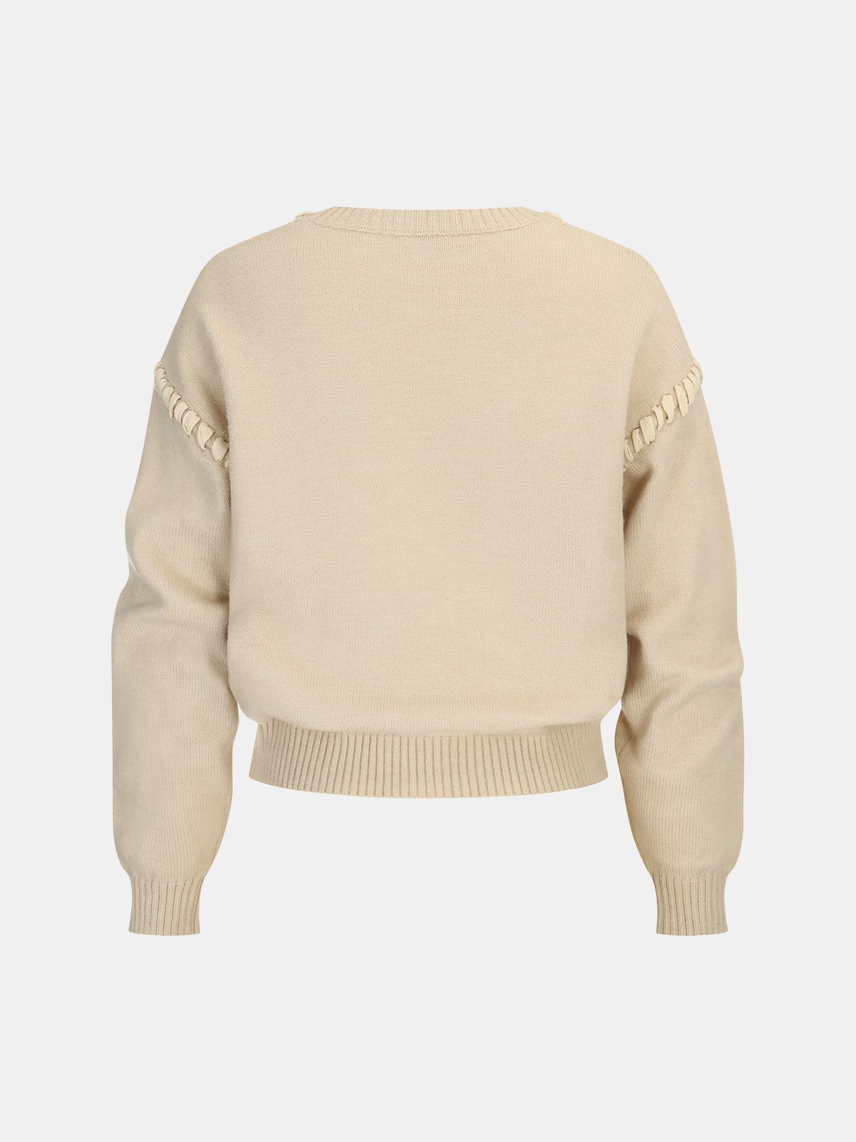 Lace-Up Trim Pear Pattern Sweater-Chicvia