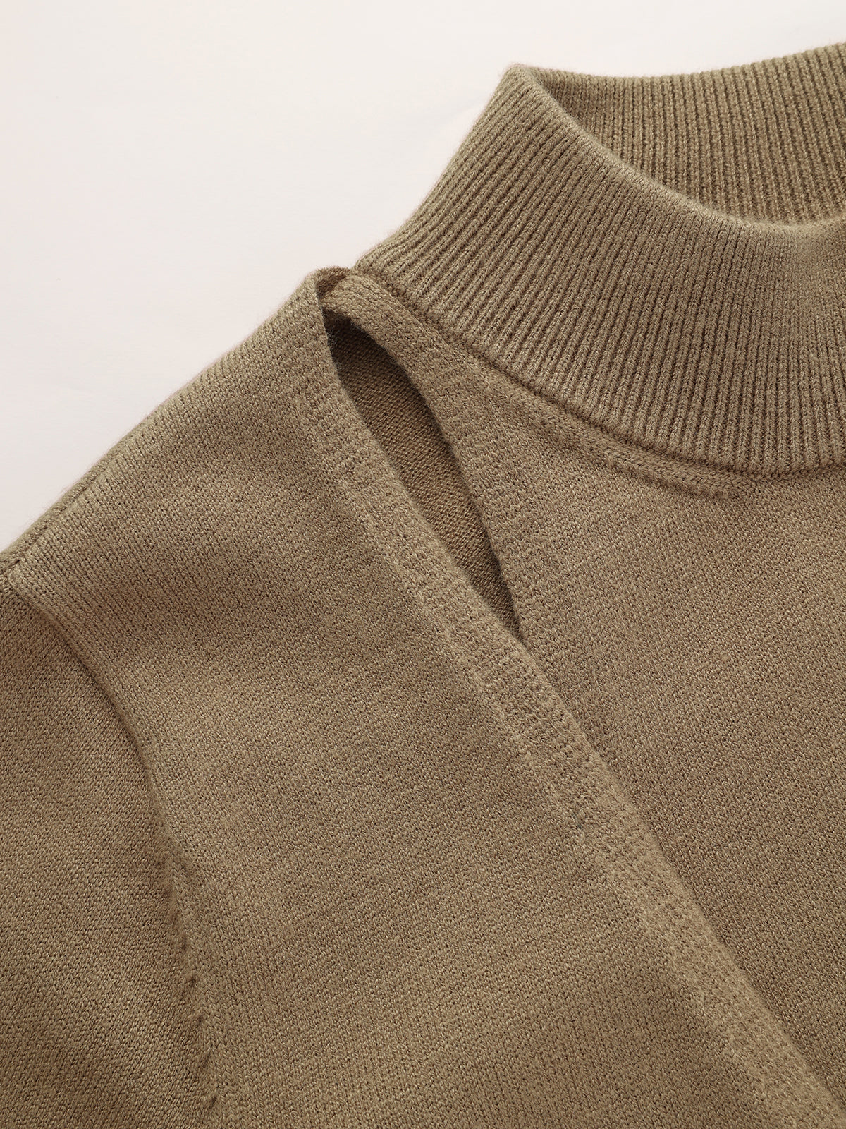 Cut-Out Shoulder Tie-Back Sweater-Chicvia