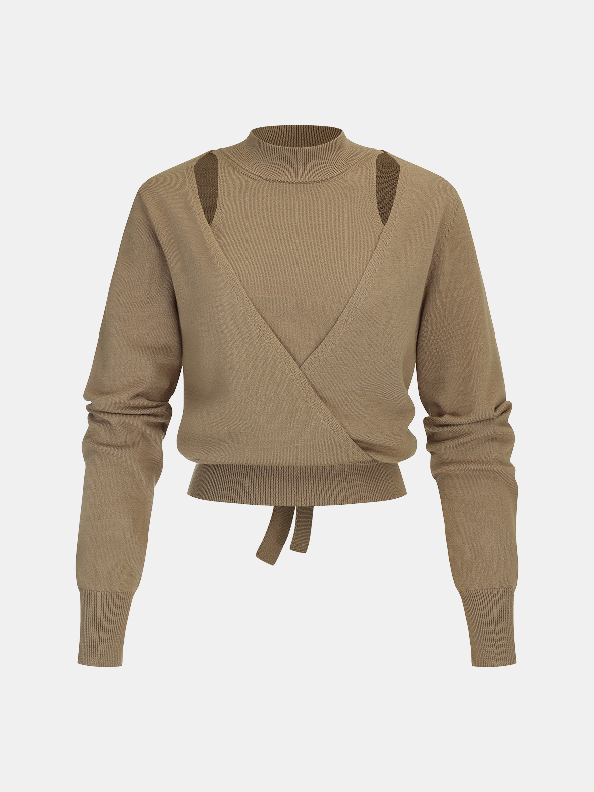 Cut-Out Shoulder Tie-Back Sweater-Chicvia