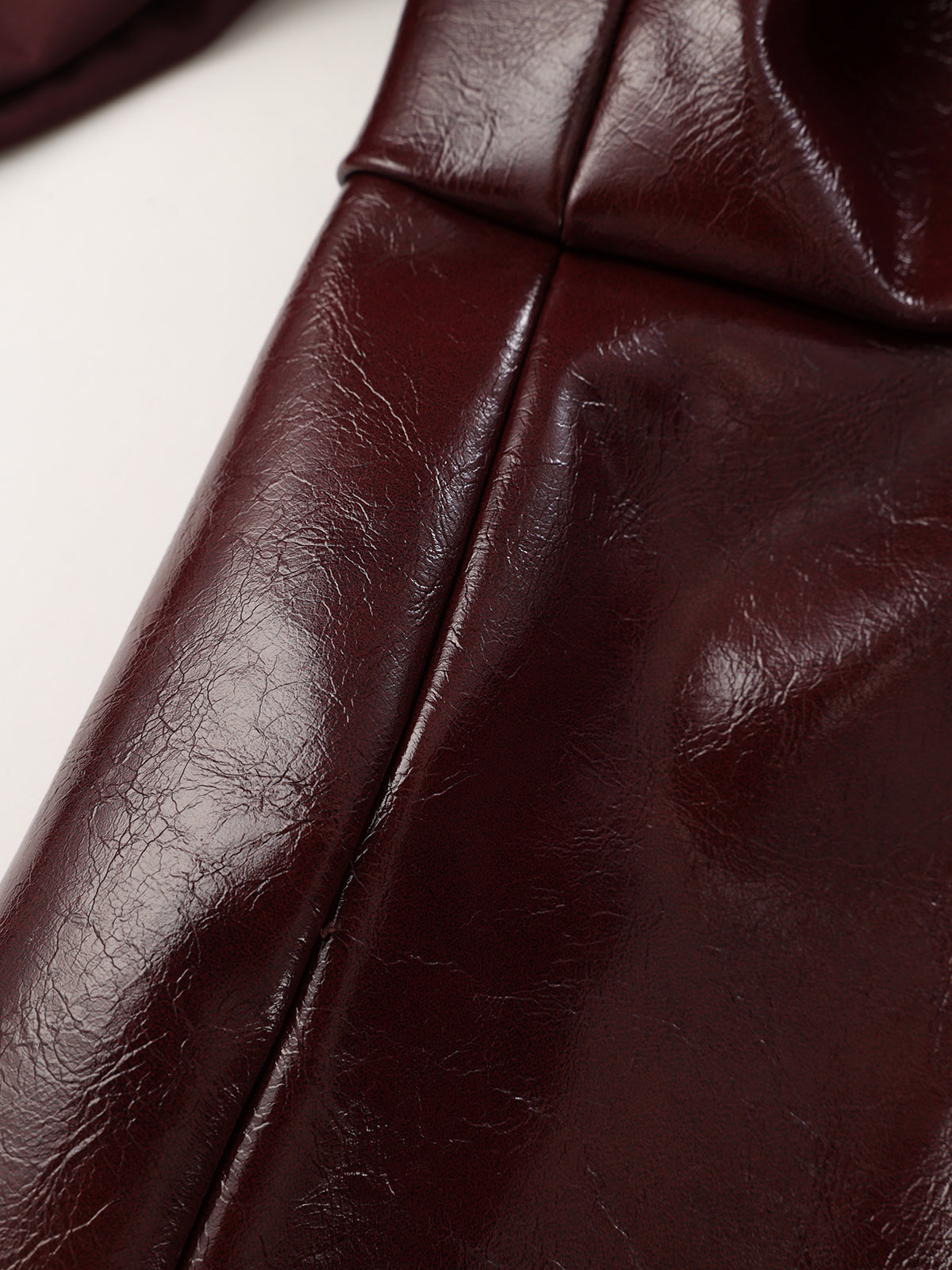 Faux Leather Panel Lantern Sleeve Blouse-Chicvia