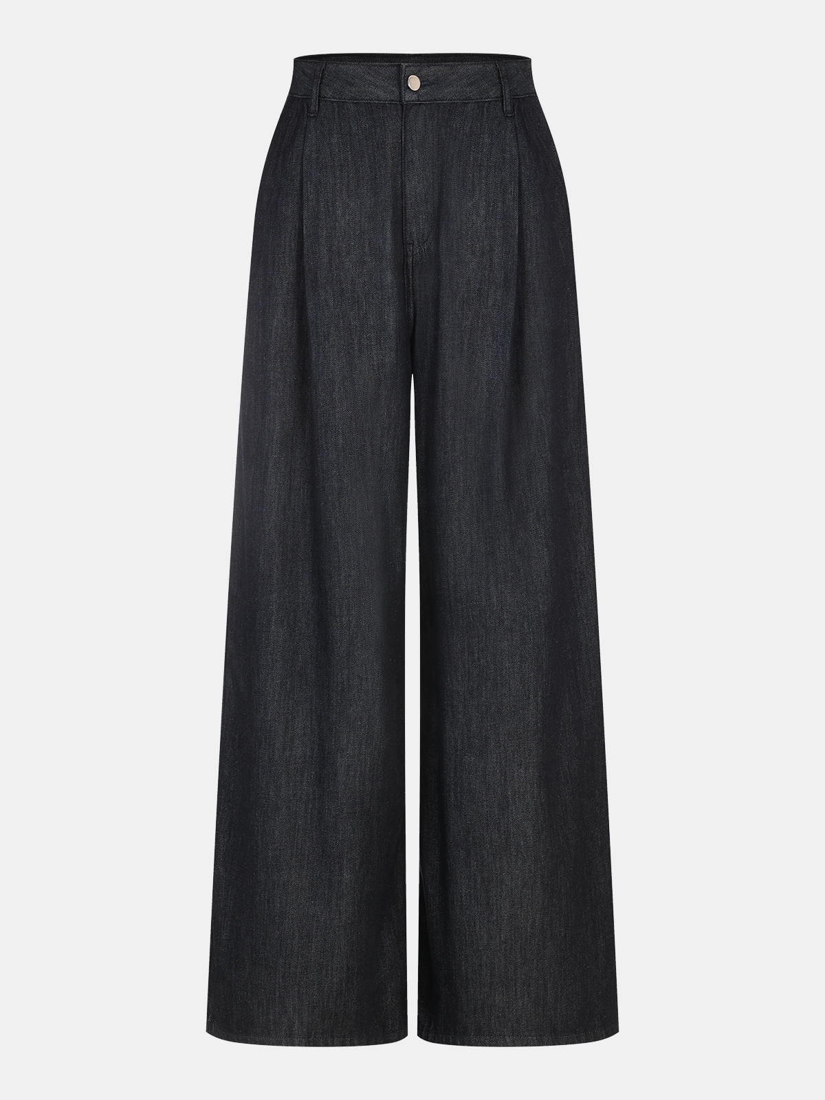 High-Waist Denim Extra Long Wide-Leg Pants-Chicvia