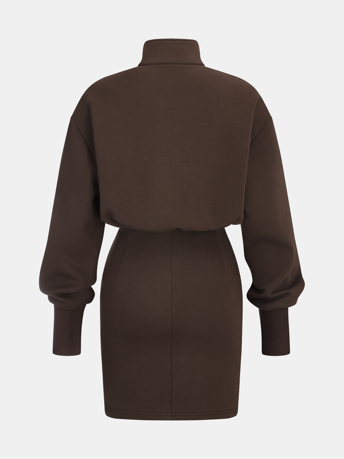 Half Zip Sweatshirt Mini Dress-Chicvia