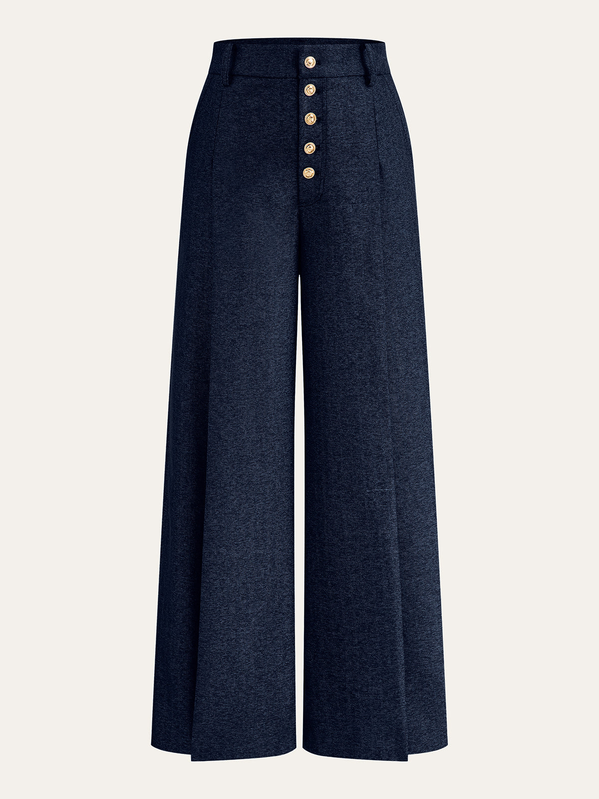 High-Waisted Button-Front Wide-Leg Pants-Chicvia