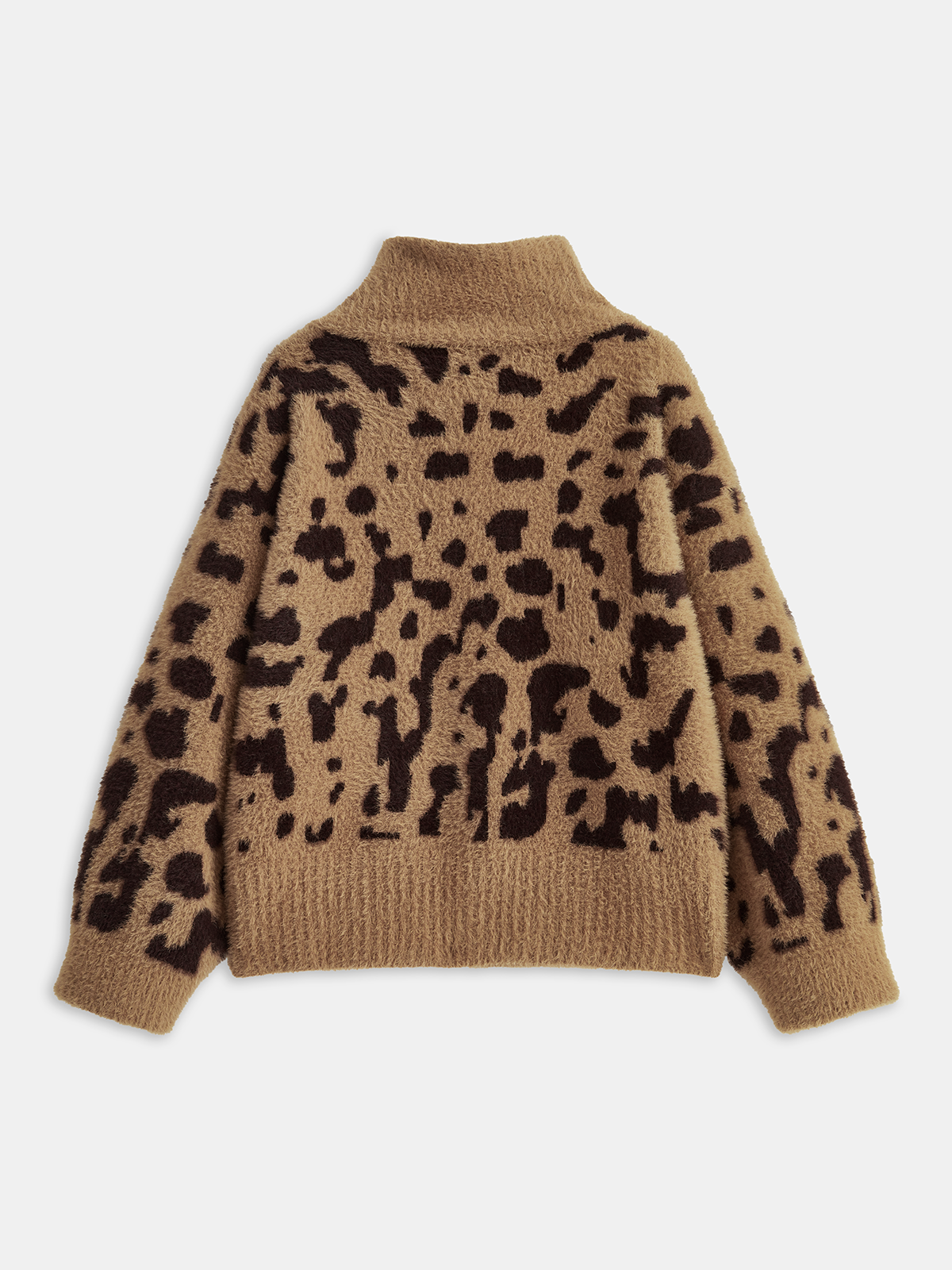 Leopard Print Fuzzy Knit Cardigan-Chicvia