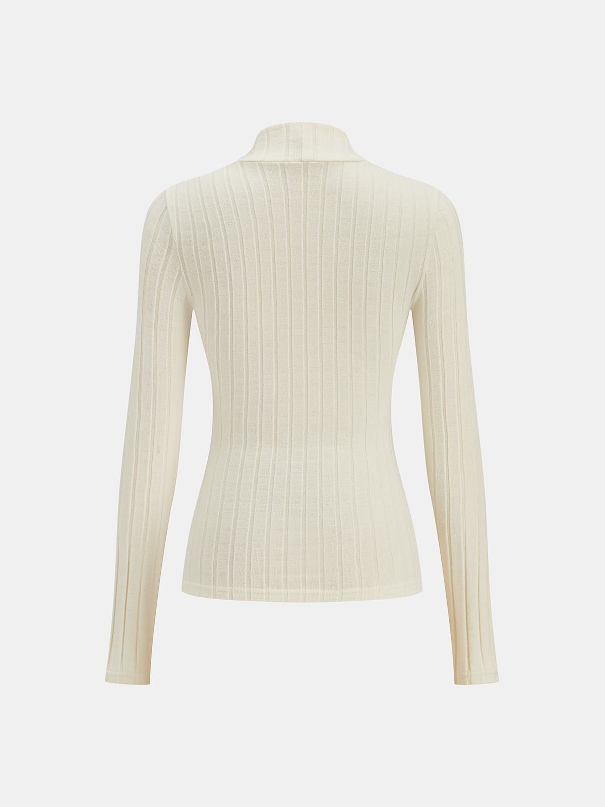 Mock Neck Ribbed Knit Top-Chicvia