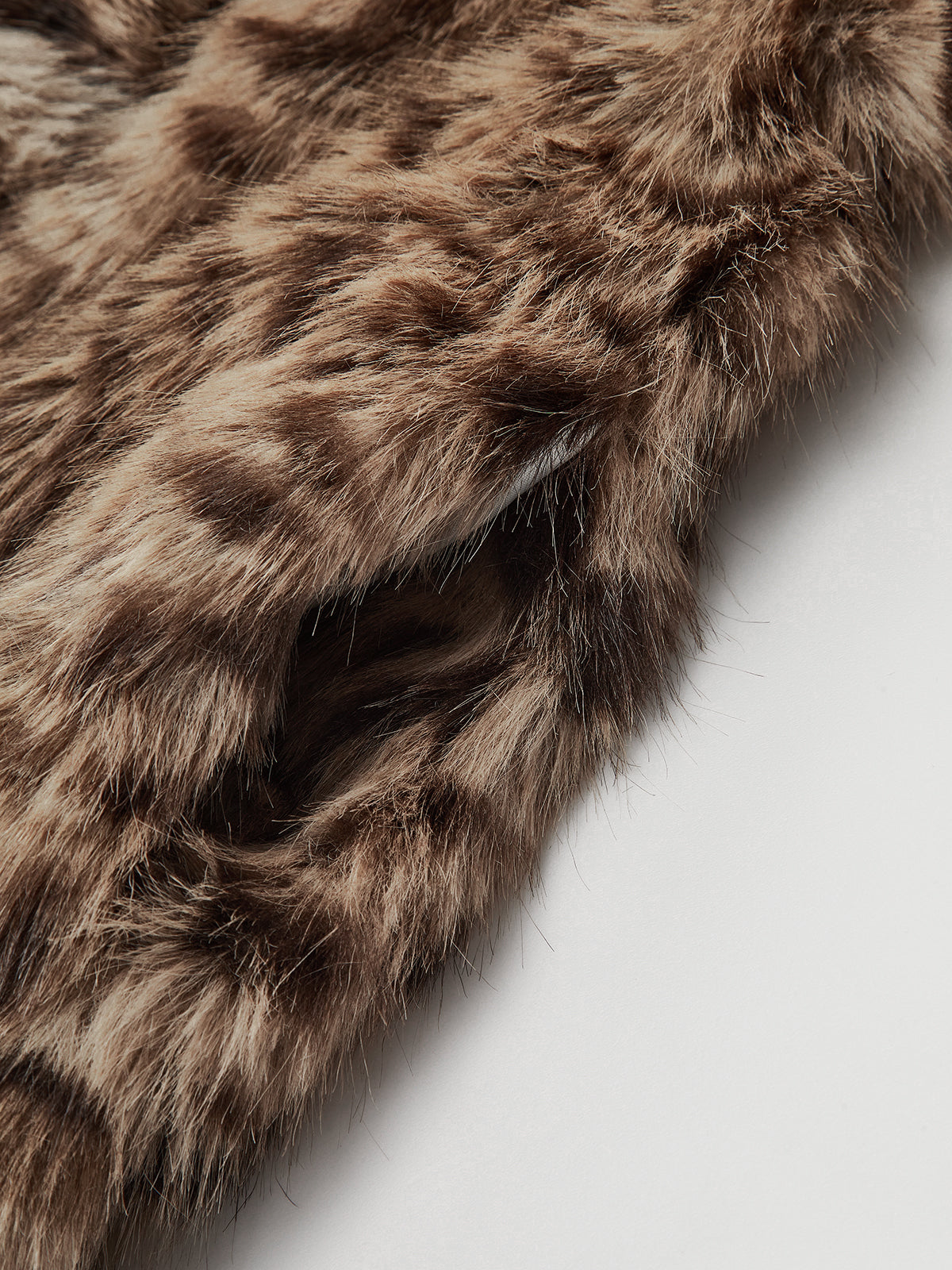 Leopard Print Lapel Faux Fur Coat-Chicvia