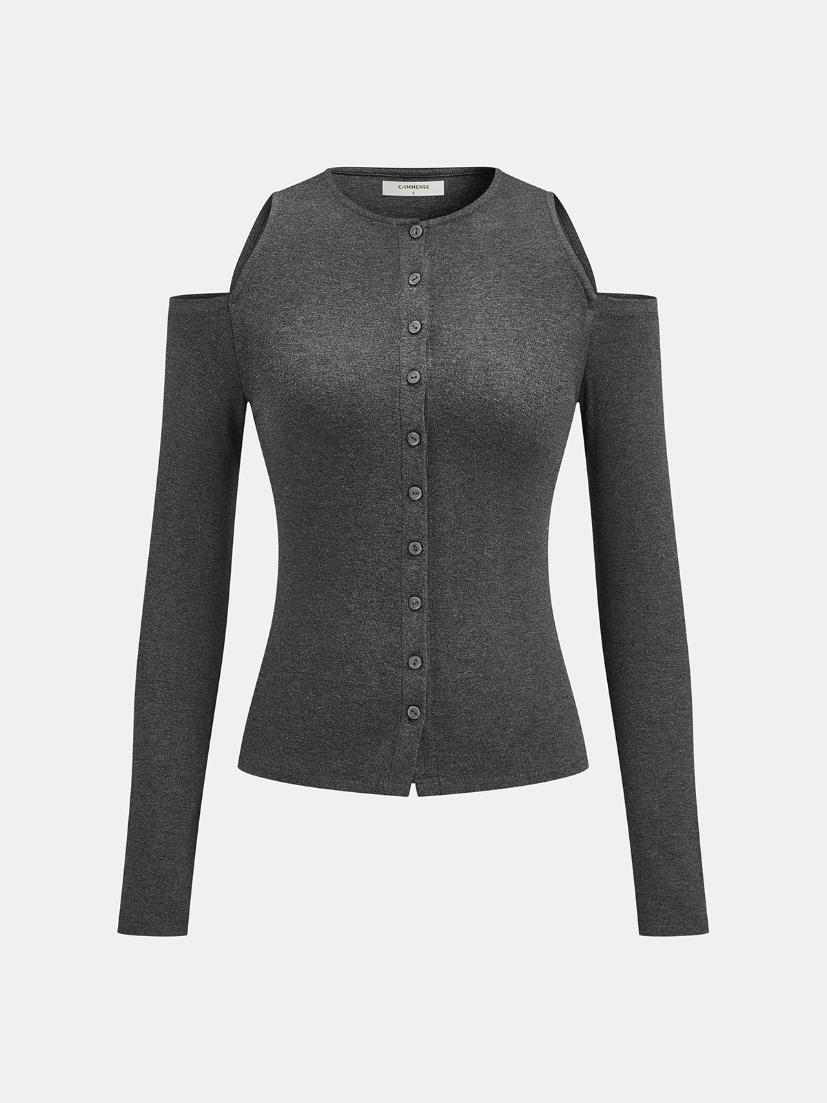 Cold-Shoulder Button-Front Knit Top-Chicvia