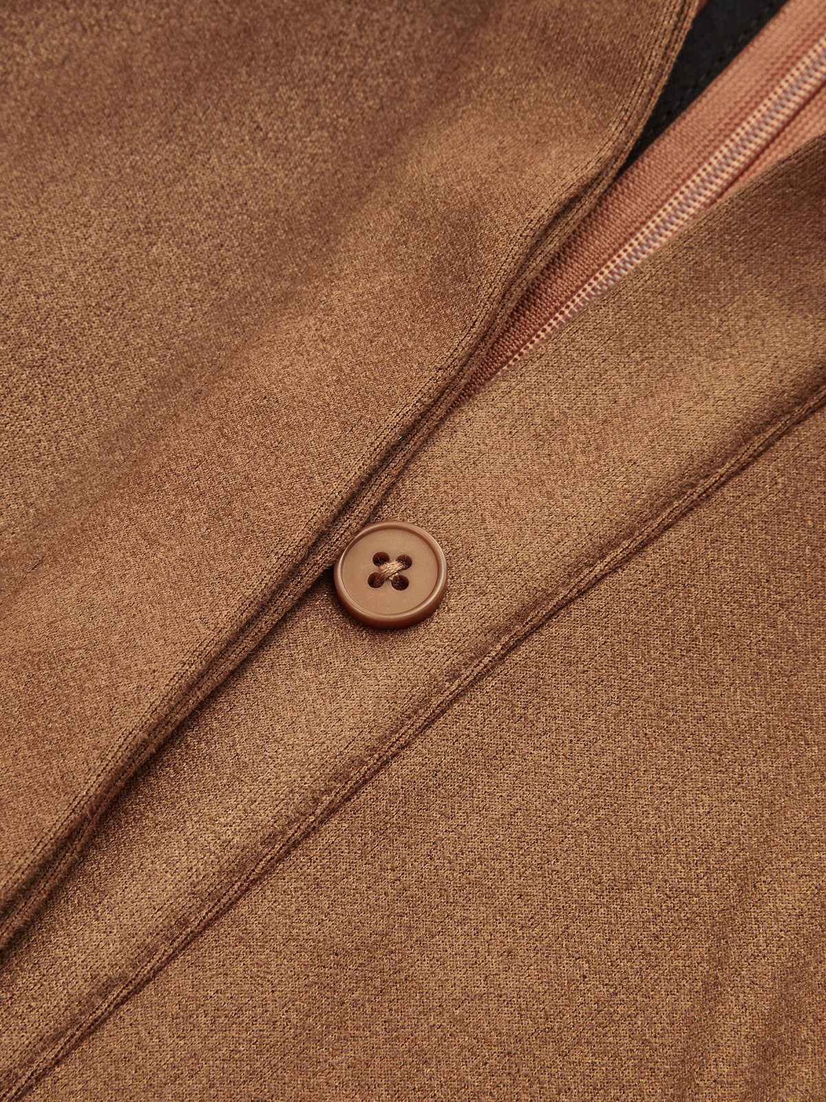 Flared Hem Suede Effect Shirt Dress-Chicvia