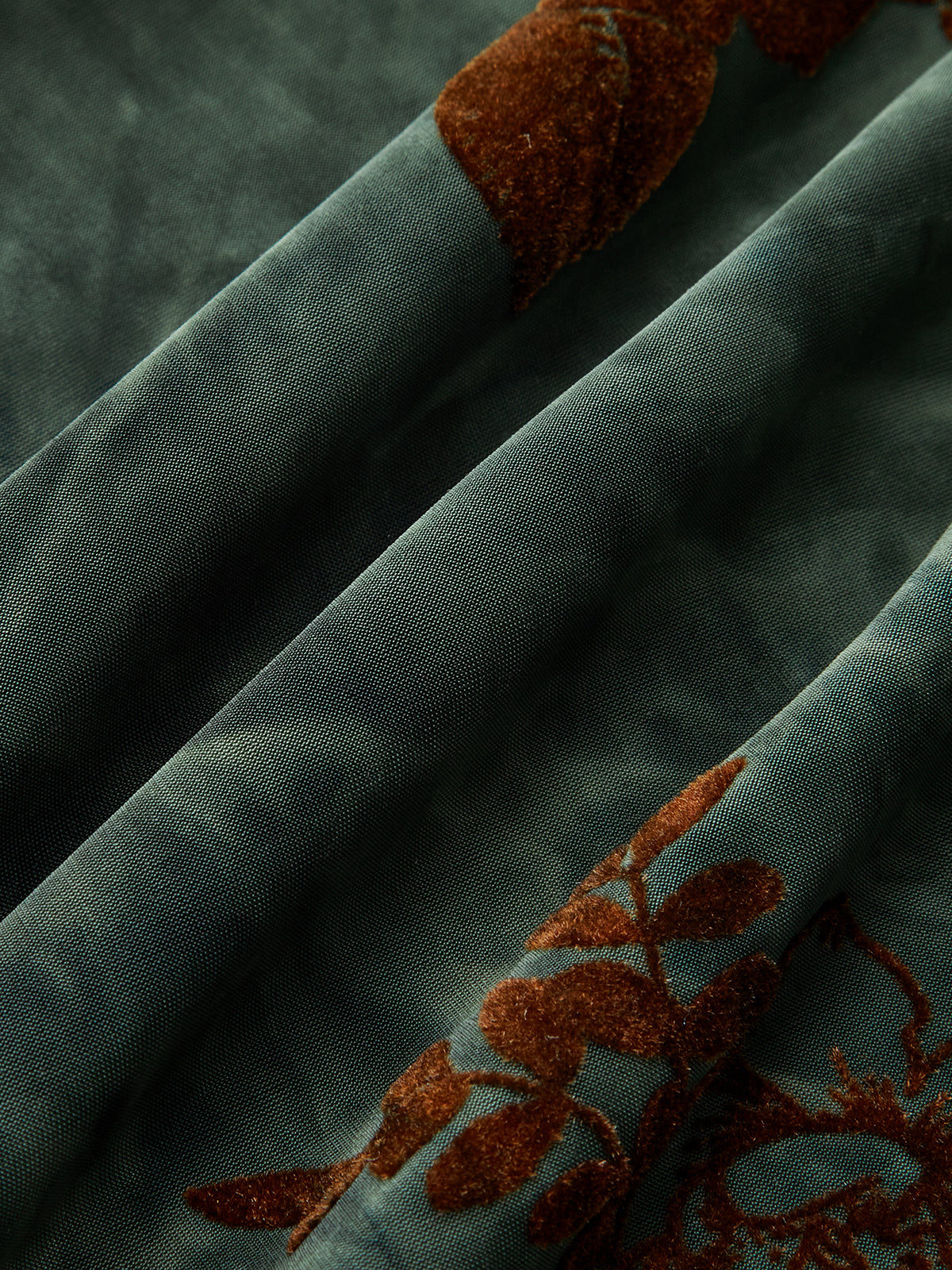 Floral Asymmetric Ruffle Long Sleeve Top-Chicvia