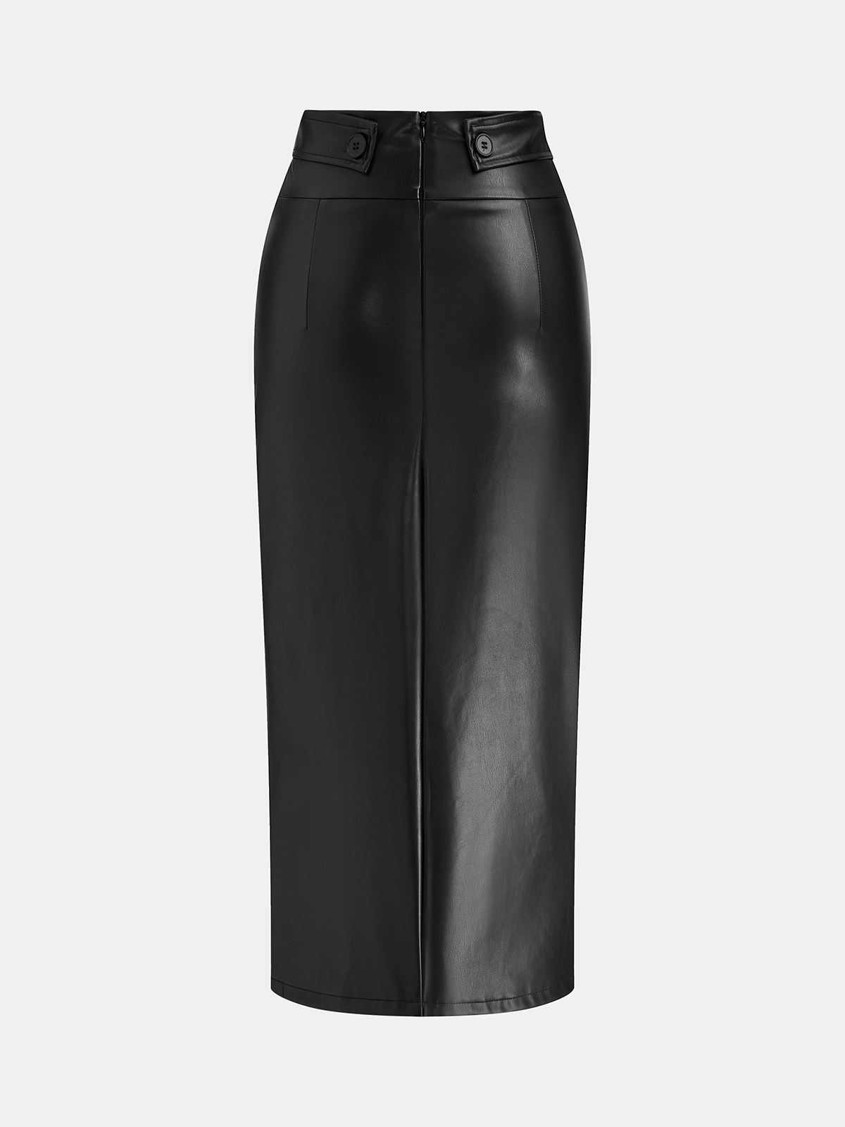 Faux Leather Maxi Pencil Skirt-Chicvia