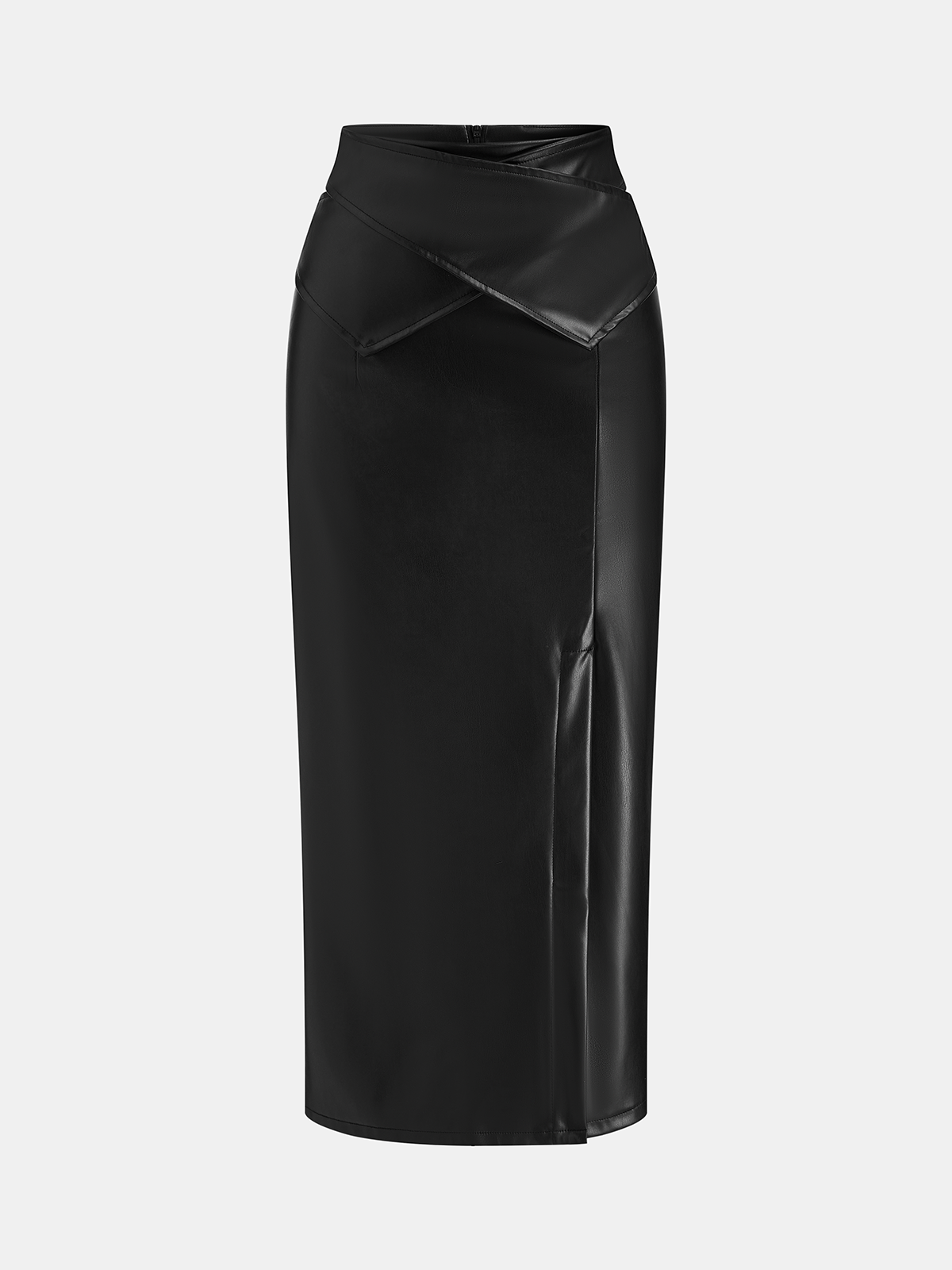 Faux Leather Maxi Pencil Skirt-Chicvia
