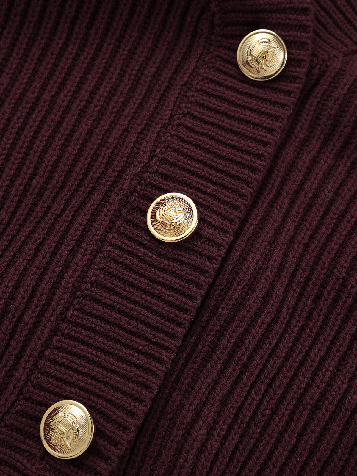 Metal Button Cinched Waist Knit Cardigan-Chicvia