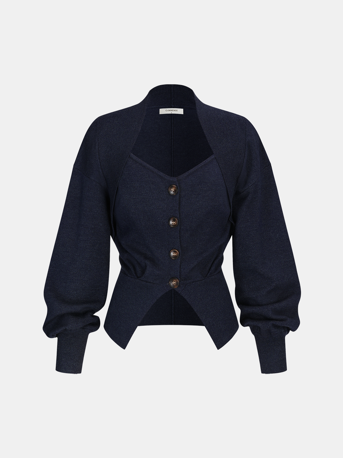 Cinched Waist Button-Front Knit Cardigan-Chicvia